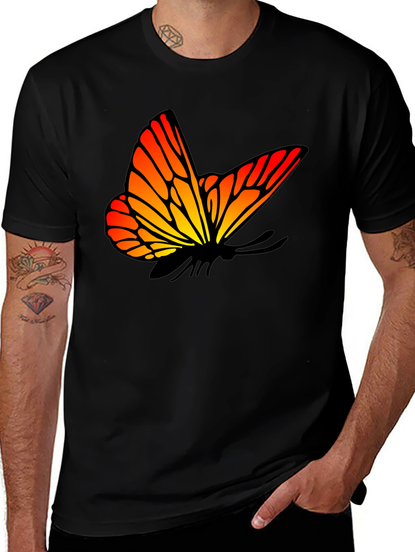 Variant 8 of Butterfly Graphic Tee - Stylish Black Cotton T-Shirt