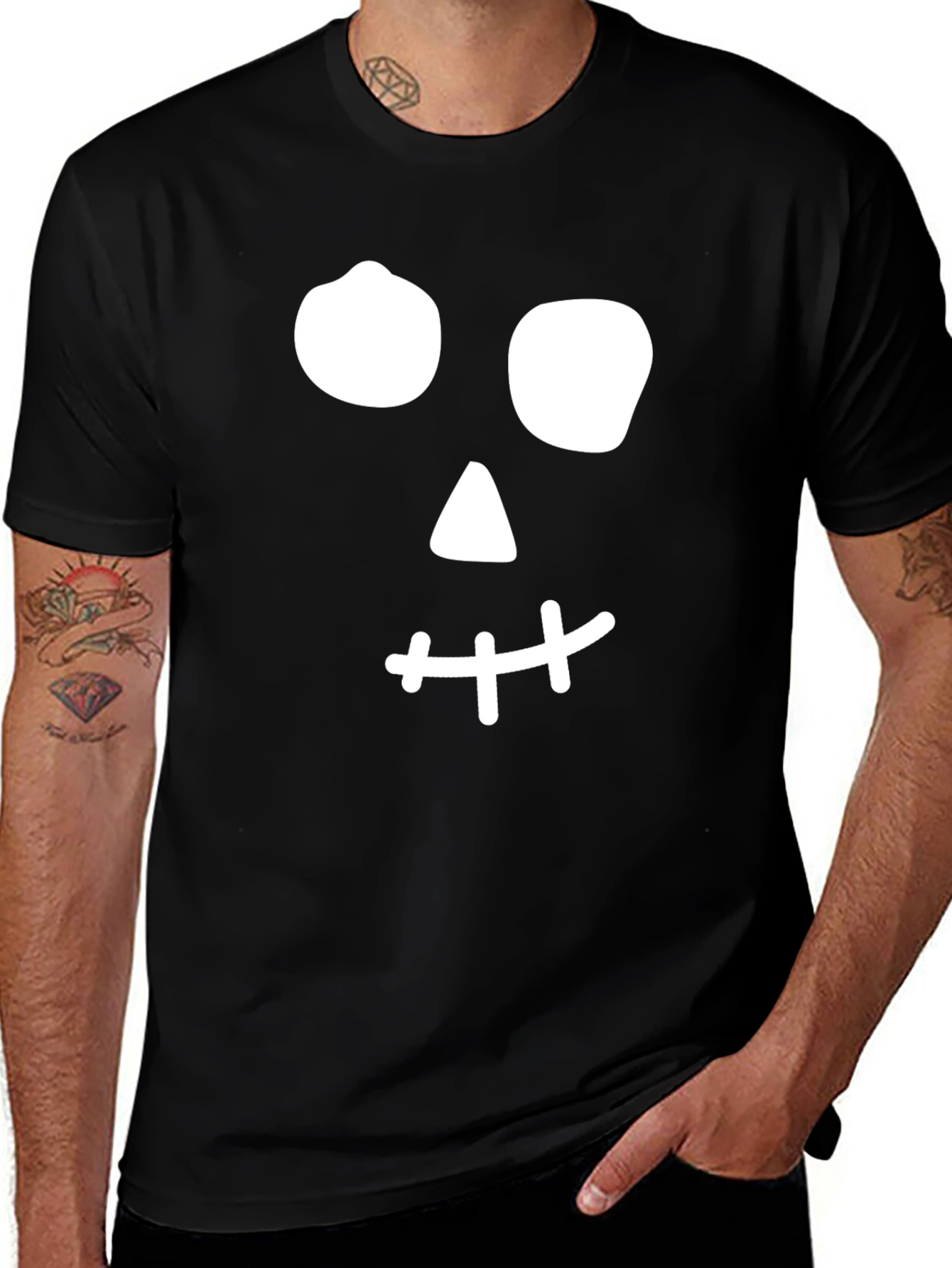 Variant 9 of Skeleton Face Graphic Tee - Black