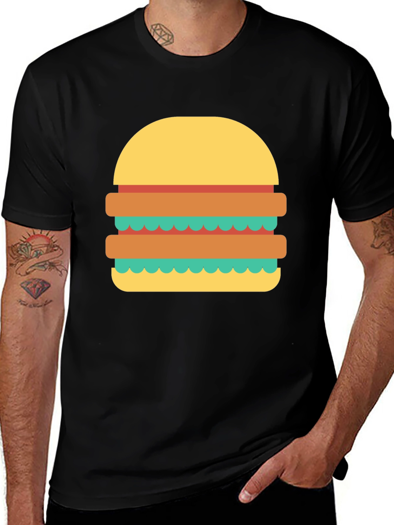 Variant 22 of Burger Graphic Tee - Black Cotton T-Shirt