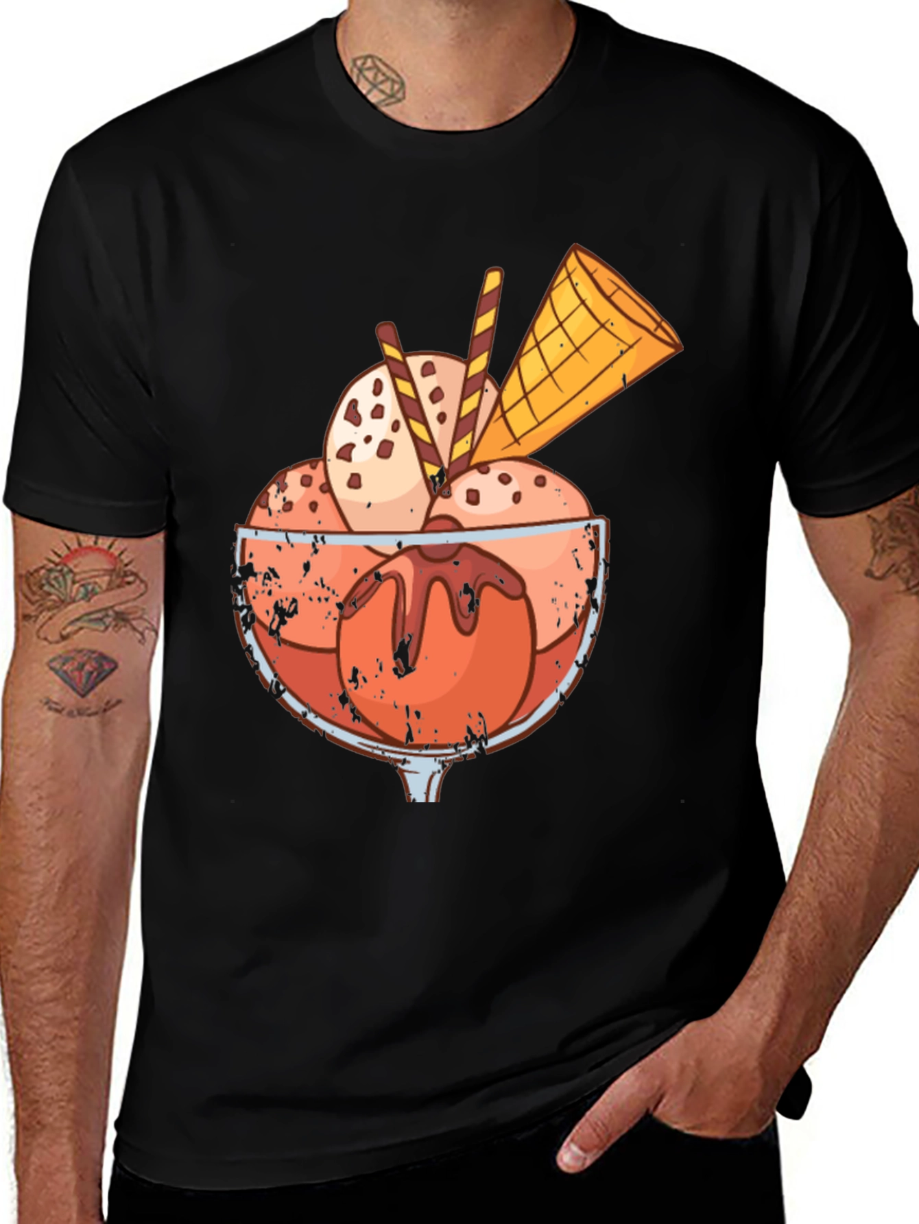 Variant 22 of Ice Cream Graphic Tee - Trendy Black T-Shirt