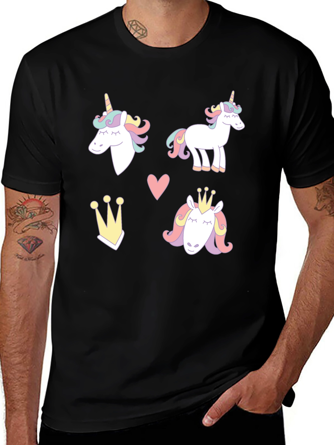 Variant 6 of Unicorn Dreams Black T-Shirt Cute Design