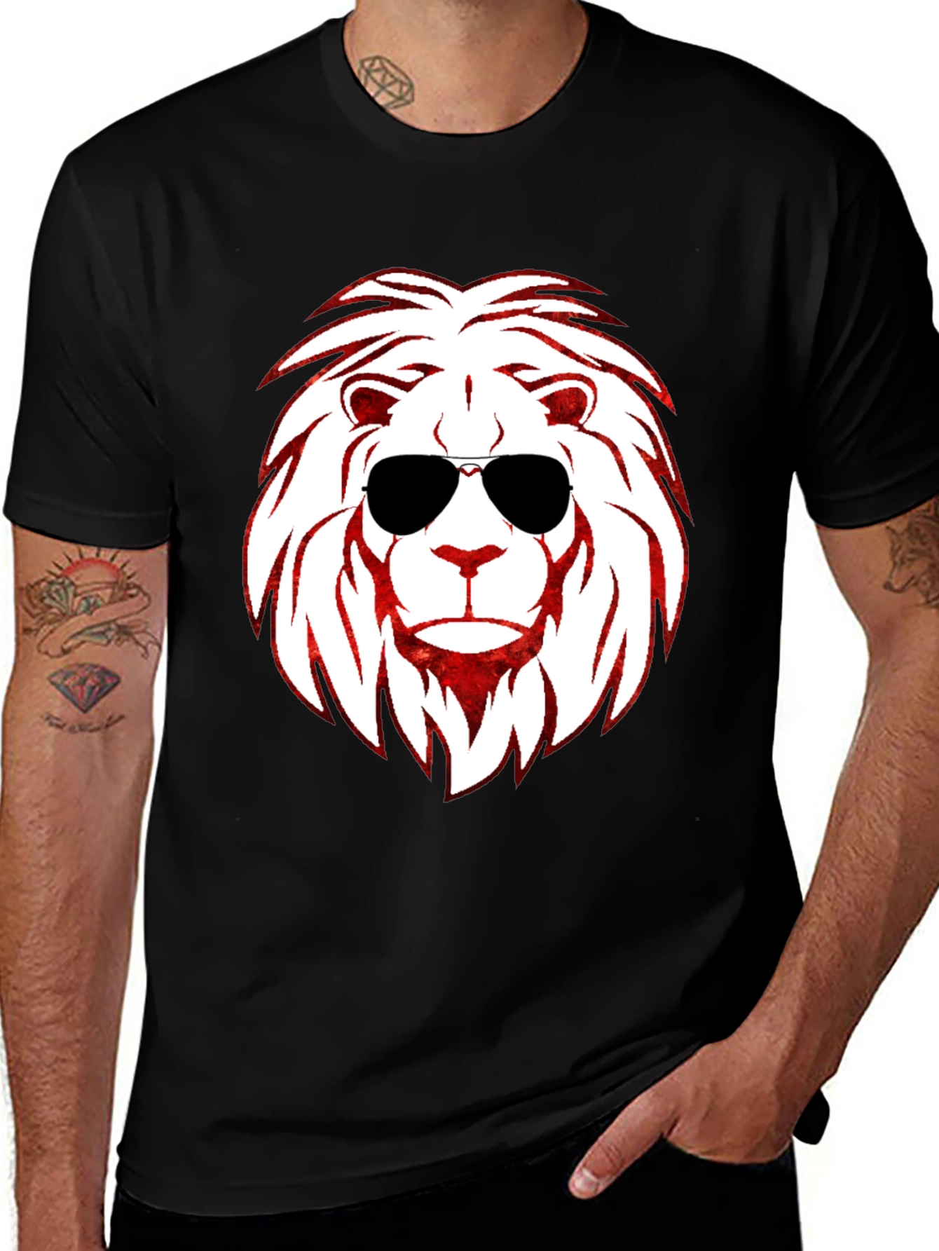 Variant 5 of Cool Lion Graphic T-Shirt - Black Cotton Tee