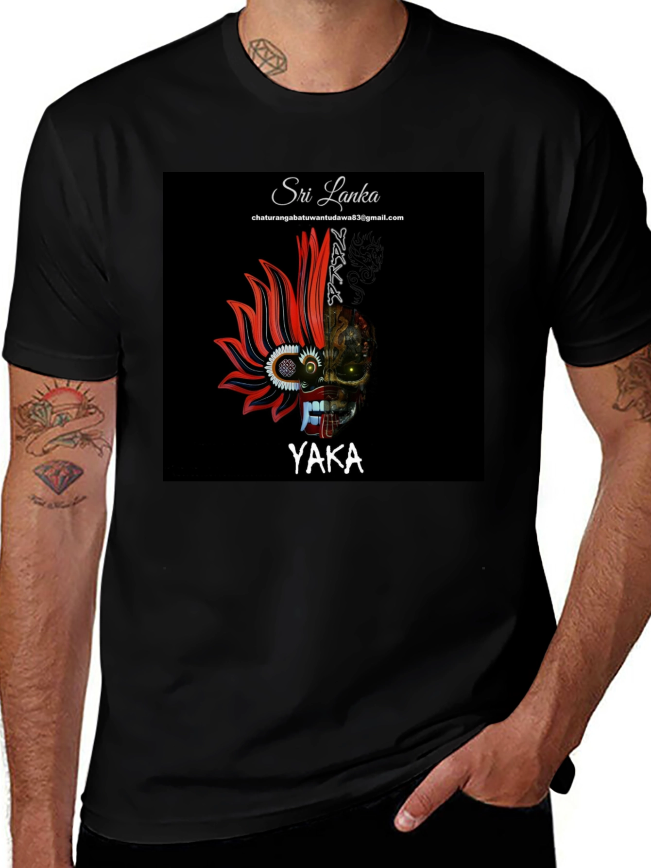 Variant 19 of Sri Lanka YAKA Mask Black Tee