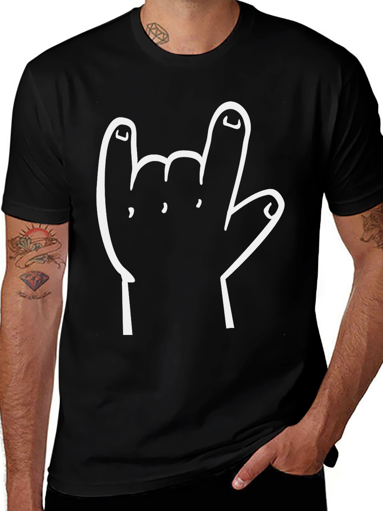 Variant 27 of Rock On Graphic Tee - Black Cotton T-Shirt