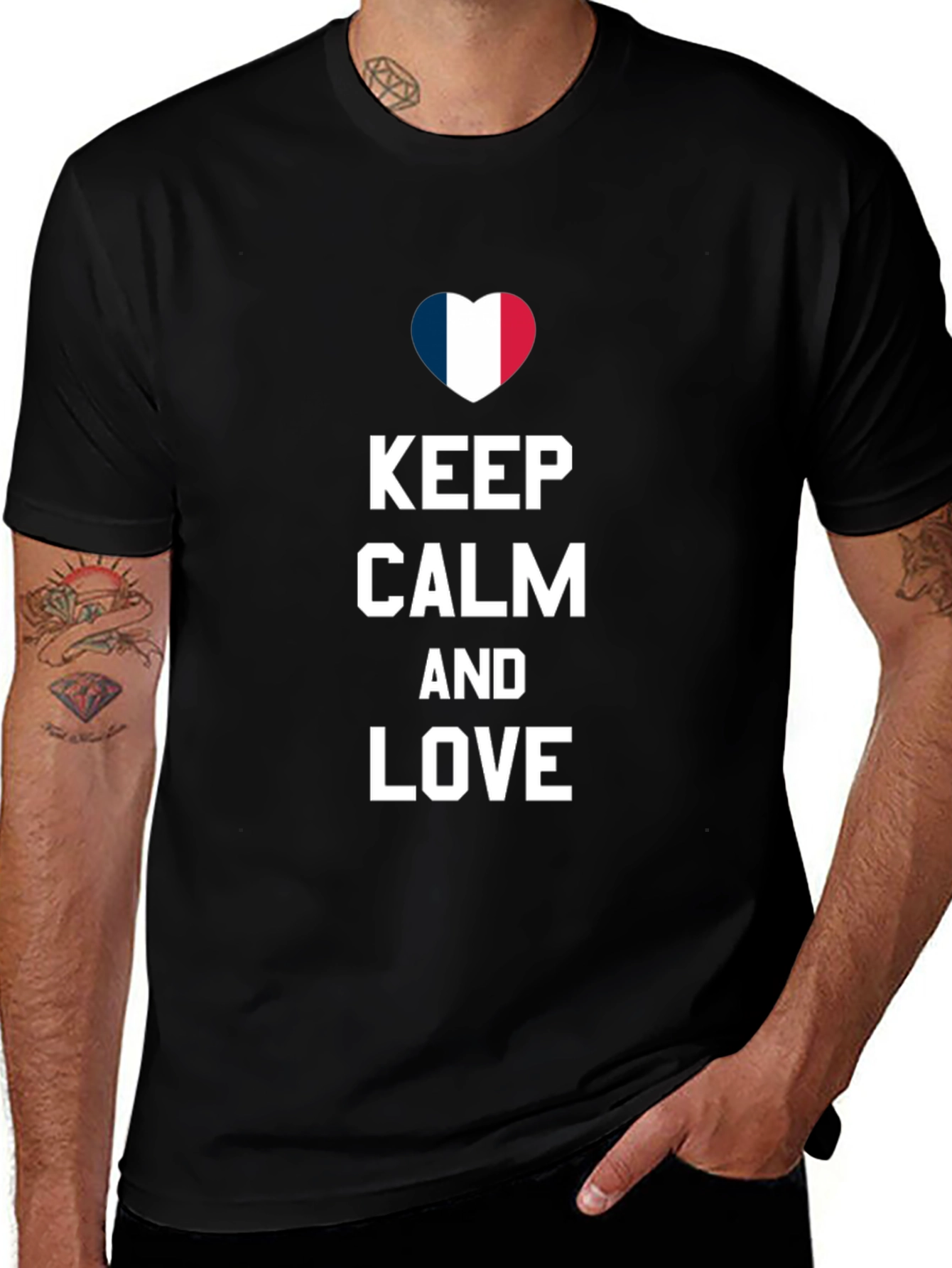 Keep Calm and Love France Heart Flag T-Shirt