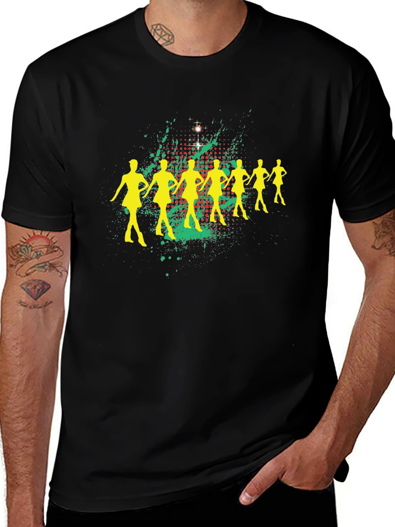 Variant 20 of Dancing Silhouettes Graphic Tee - Stylish Black T-Shirt