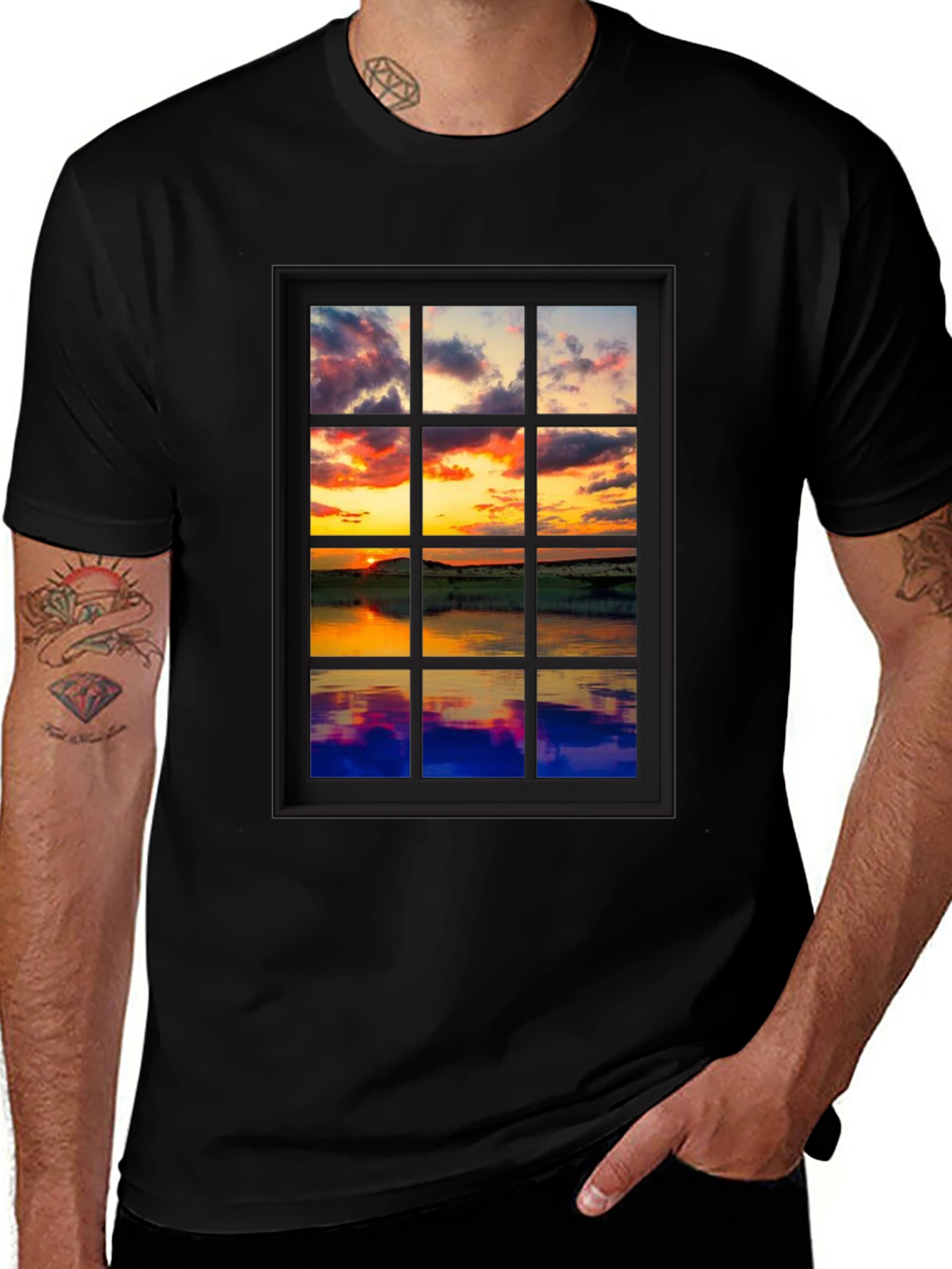 Variant 20 of Sunset Window Graphic Tee - Unique Design