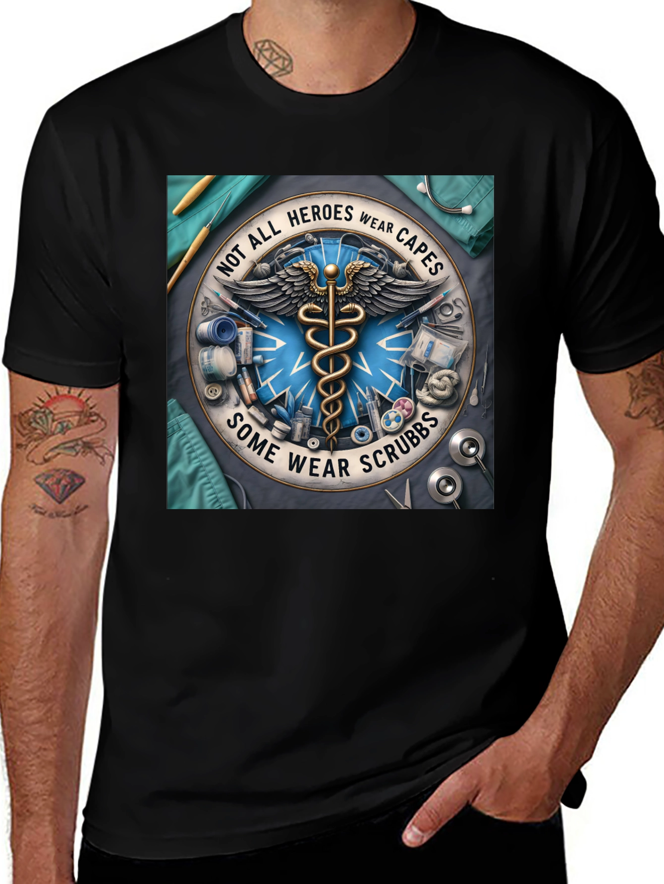 Variant 27 of Heroes Wear Scrubs T-Shirt: Medical Professional Tee