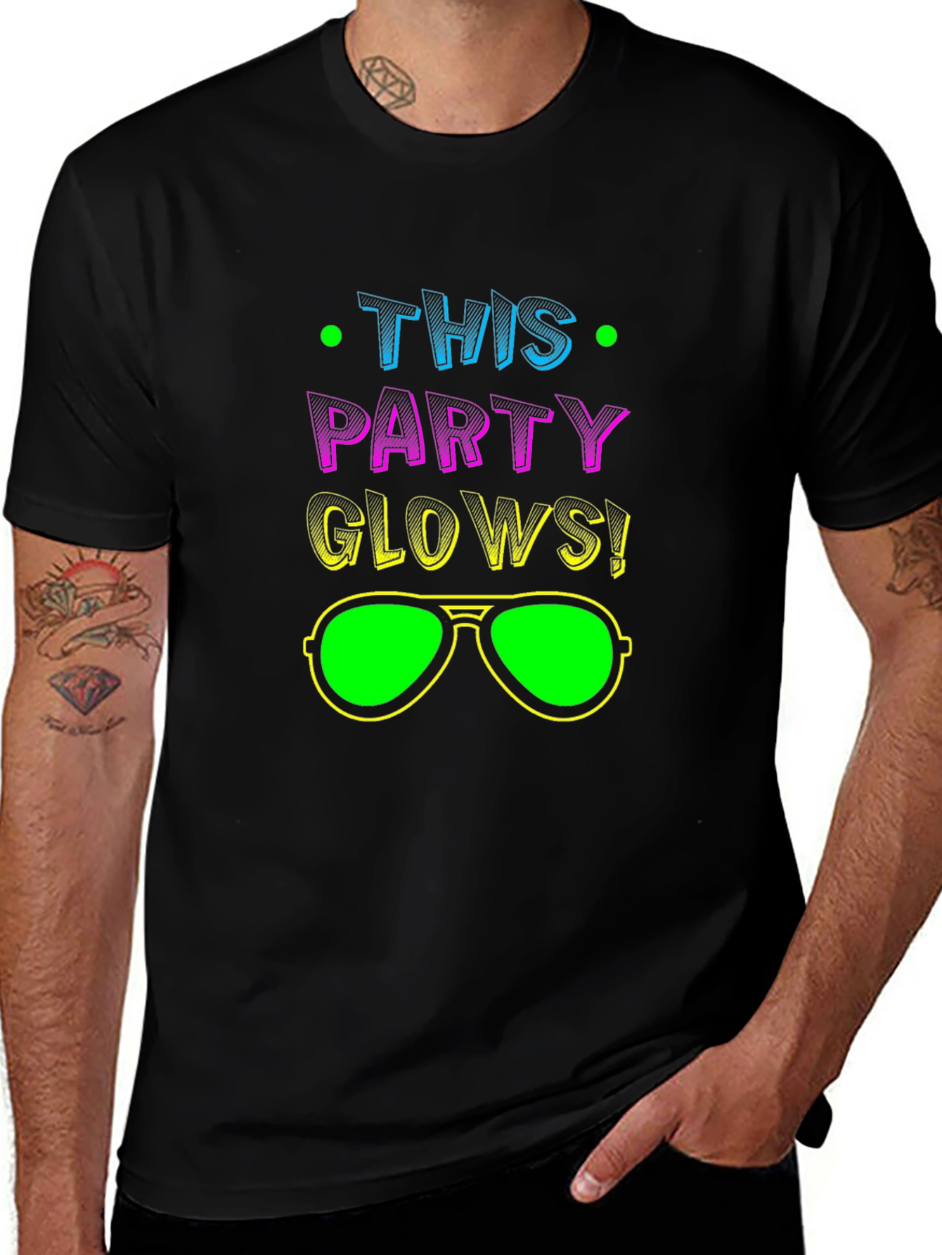 Variant 25 of This Party Glows! Black Graphic Tee