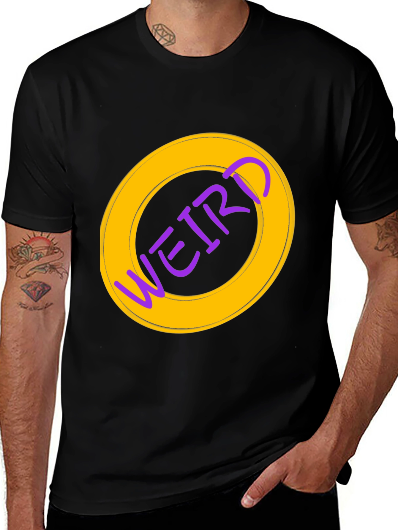 Variant 3 of Weird Graphic Tee - Black Cotton Casual Shirt