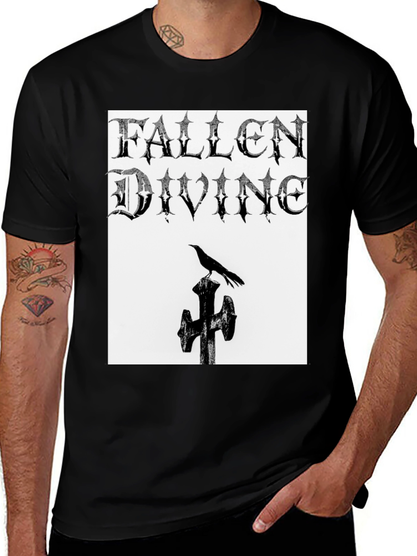 Variant 20 of Fallen Divine Crow Graphic Tee - Gothic Style