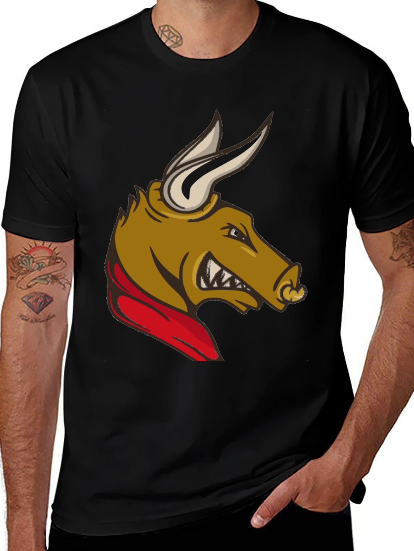 Variant 23 of Men's Graphic Tee - Angry Boar Design