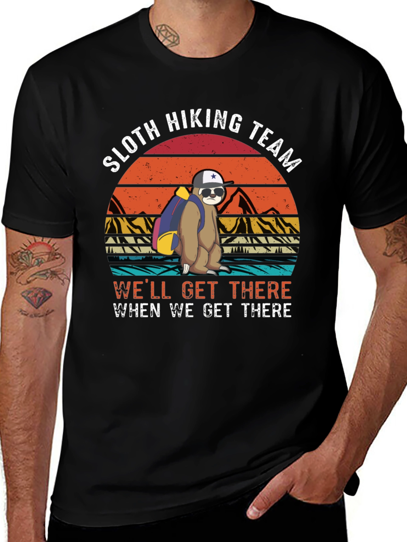 Variant 27 of Sloth Hiking Team Black T-Shirt