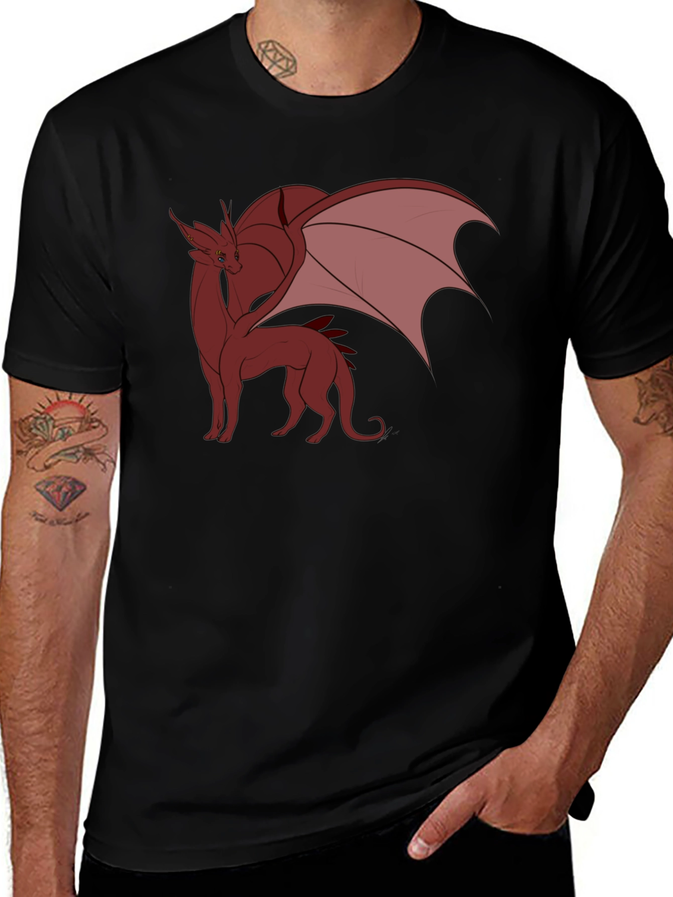 Variant 29 of Dragon Graphic Tee - Black Cotton Blend