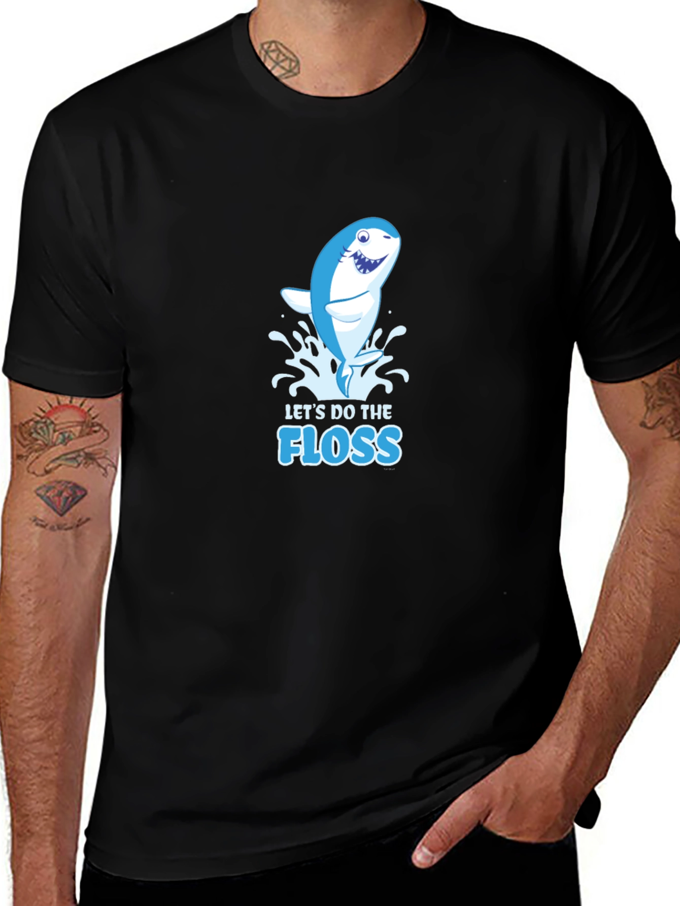 Variant 18 of Shark Floss Dance Graphic Tee - Black Cotton T-Shirt
