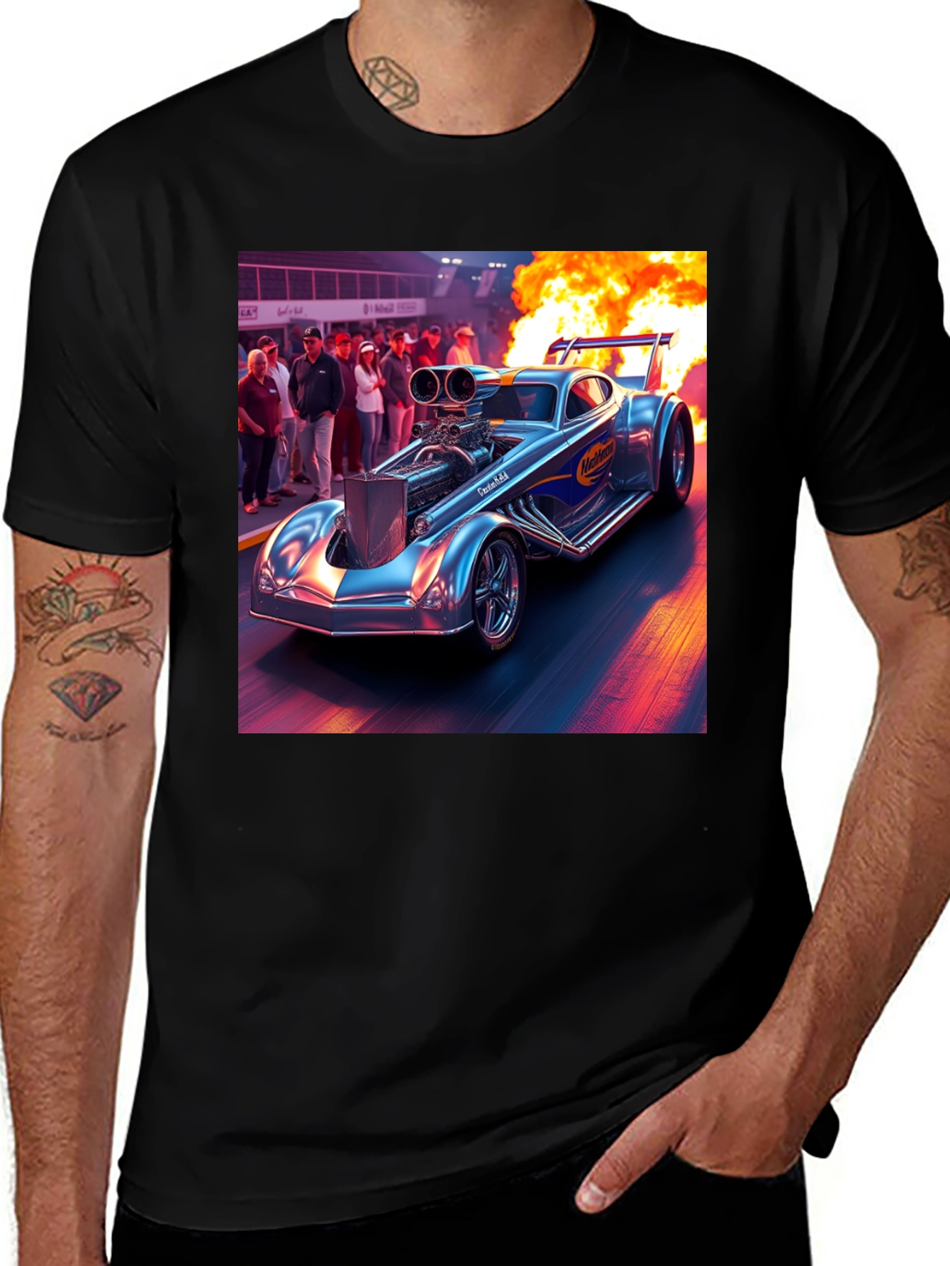 Variant 25 of Nitro Funny Car Graphic Tee - Burn Rubber!
