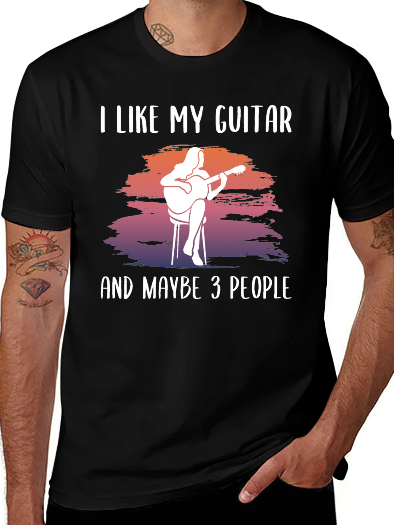 Variant 22 of Guitar Lover T-Shirt: I Like My Guitar, Maybe 3 People