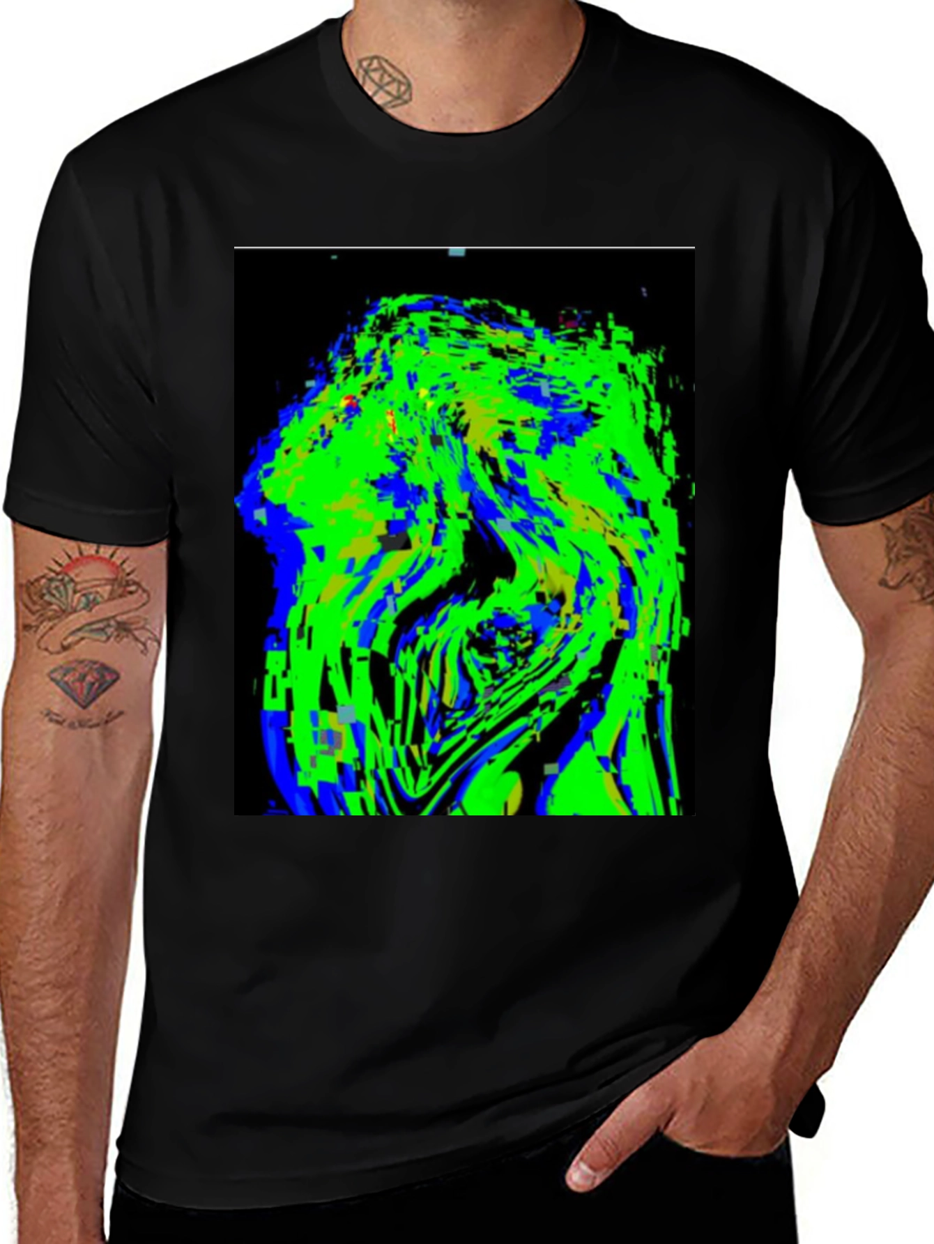 Variant 7 of Abstract Glitch Art Black T-Shirt