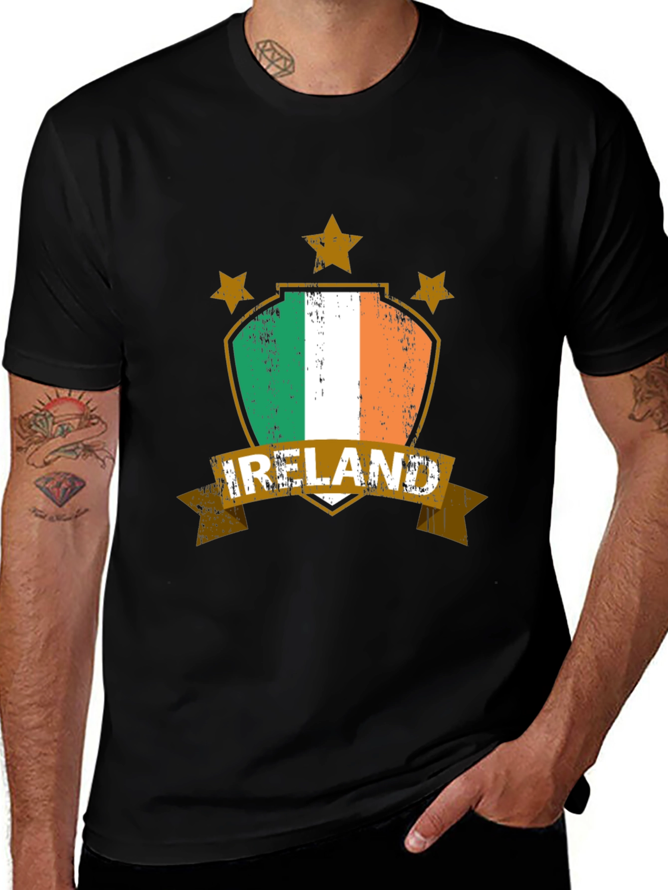 Ireland Flag Graphic Tee - Men's Black T-Shirt