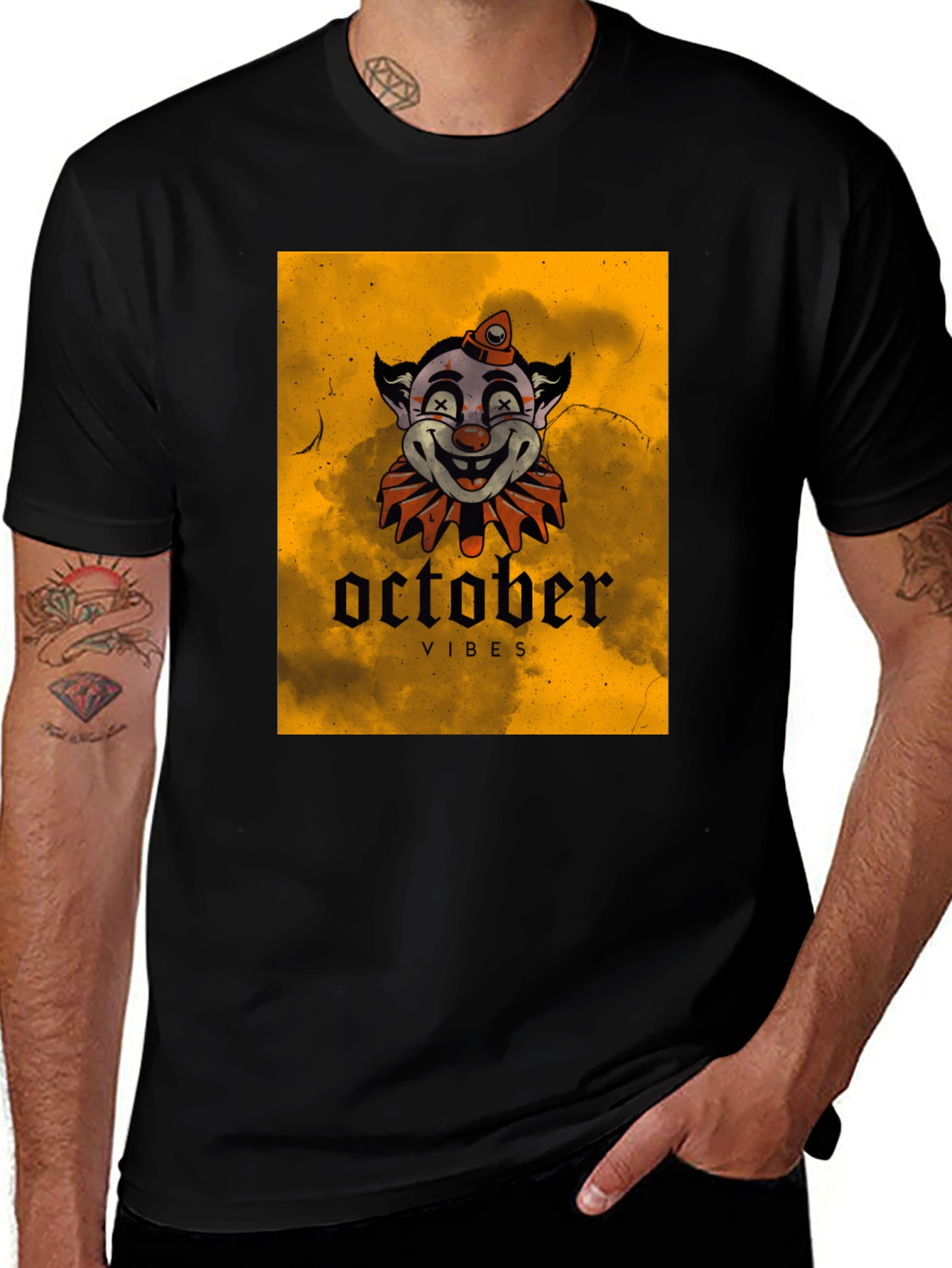 October Vibes Clown Graphic T-Shirt