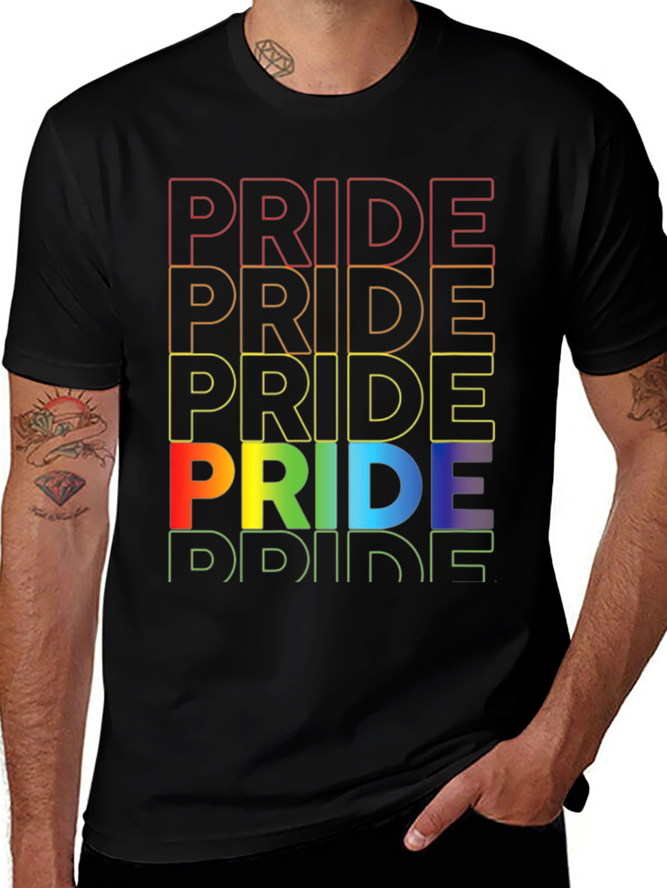 Variant 17 of Pride Rainbow Text Graphic Tee - Black