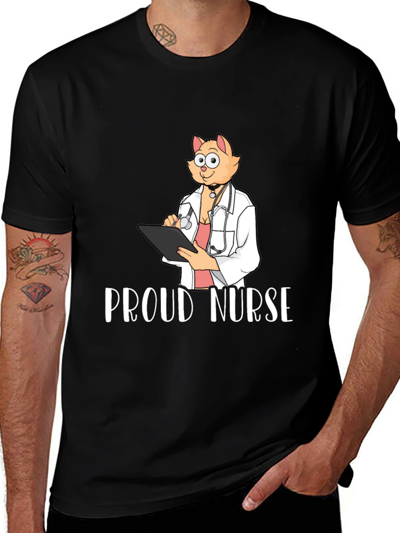 Variant 14 of Proud Nurse Cat T-Shirt - Novelty Tee