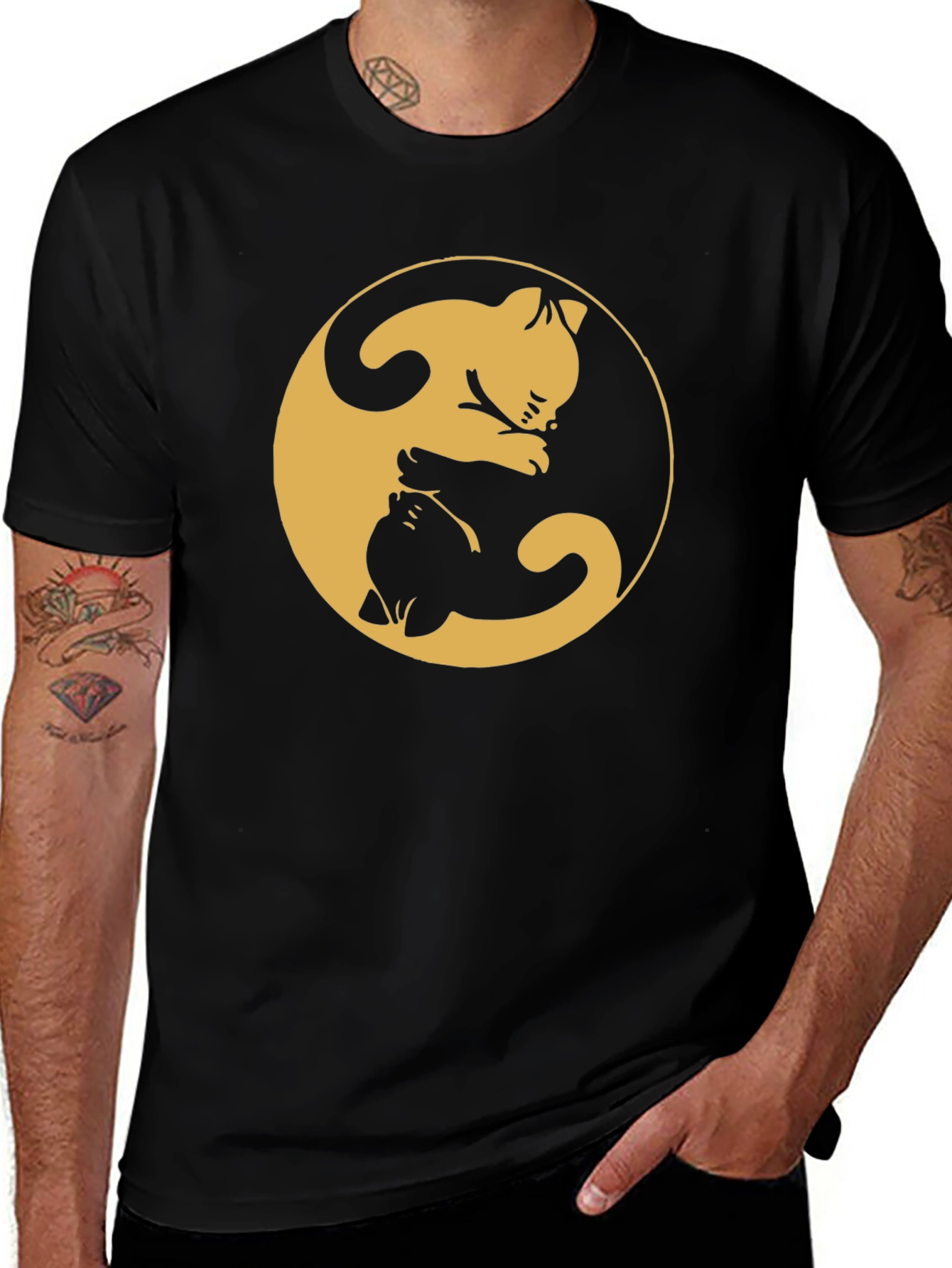 Variant 6 of Yin Yang Cats Graphic Tee - Balance & Harmony Shirt