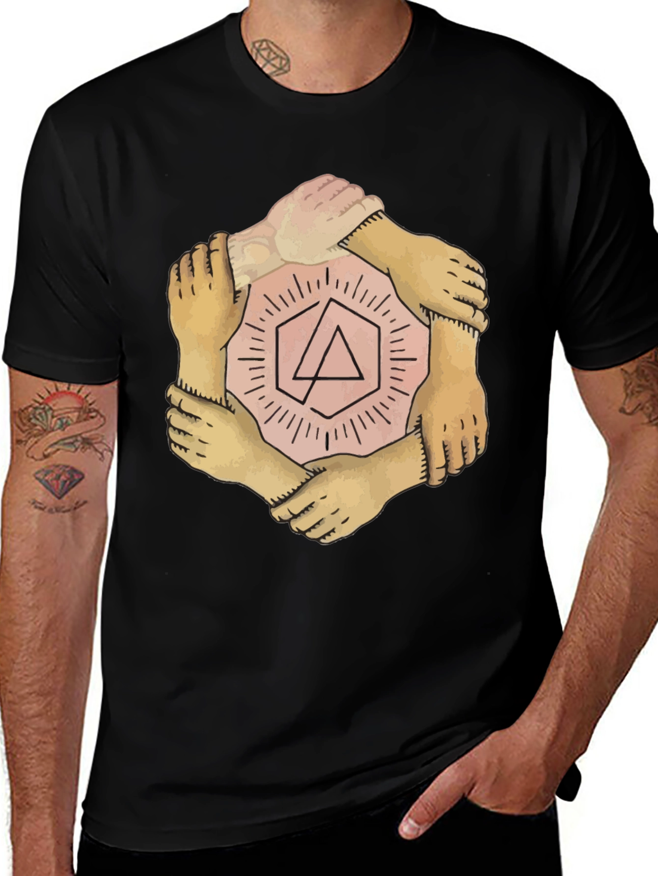 Variant 22 of Unity Hands Graphic T-Shirt - Stylish Crew Neck Tee