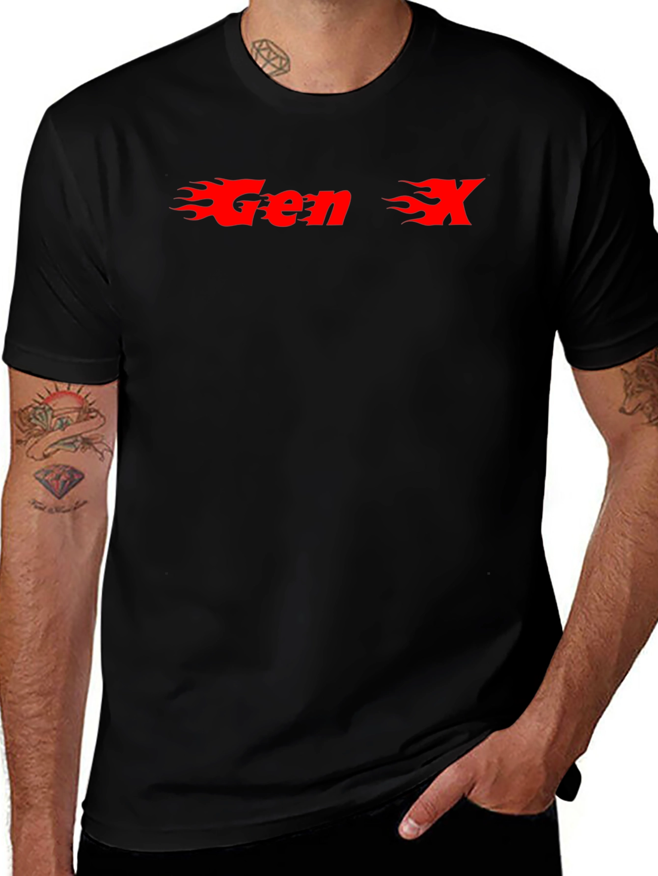 Gen X Flame Graphic T-Shirt - Black