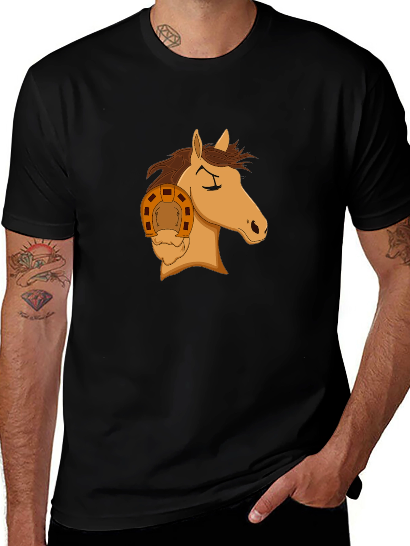 Variant 12 of Horse Head with Horseshoe Graphic T-Shirt