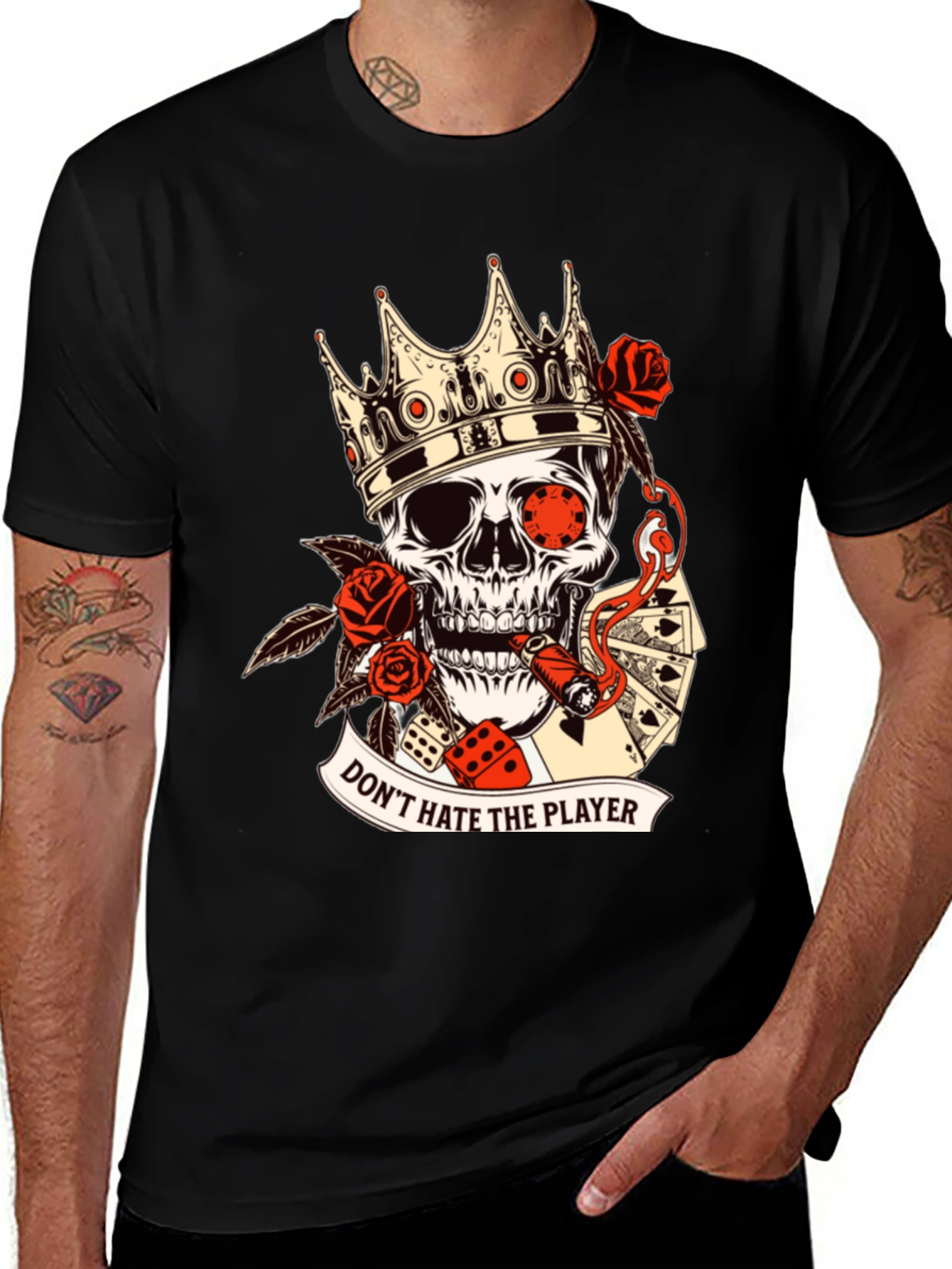 Variant 11 of Don't Hate the Player Skull Graphic Tee