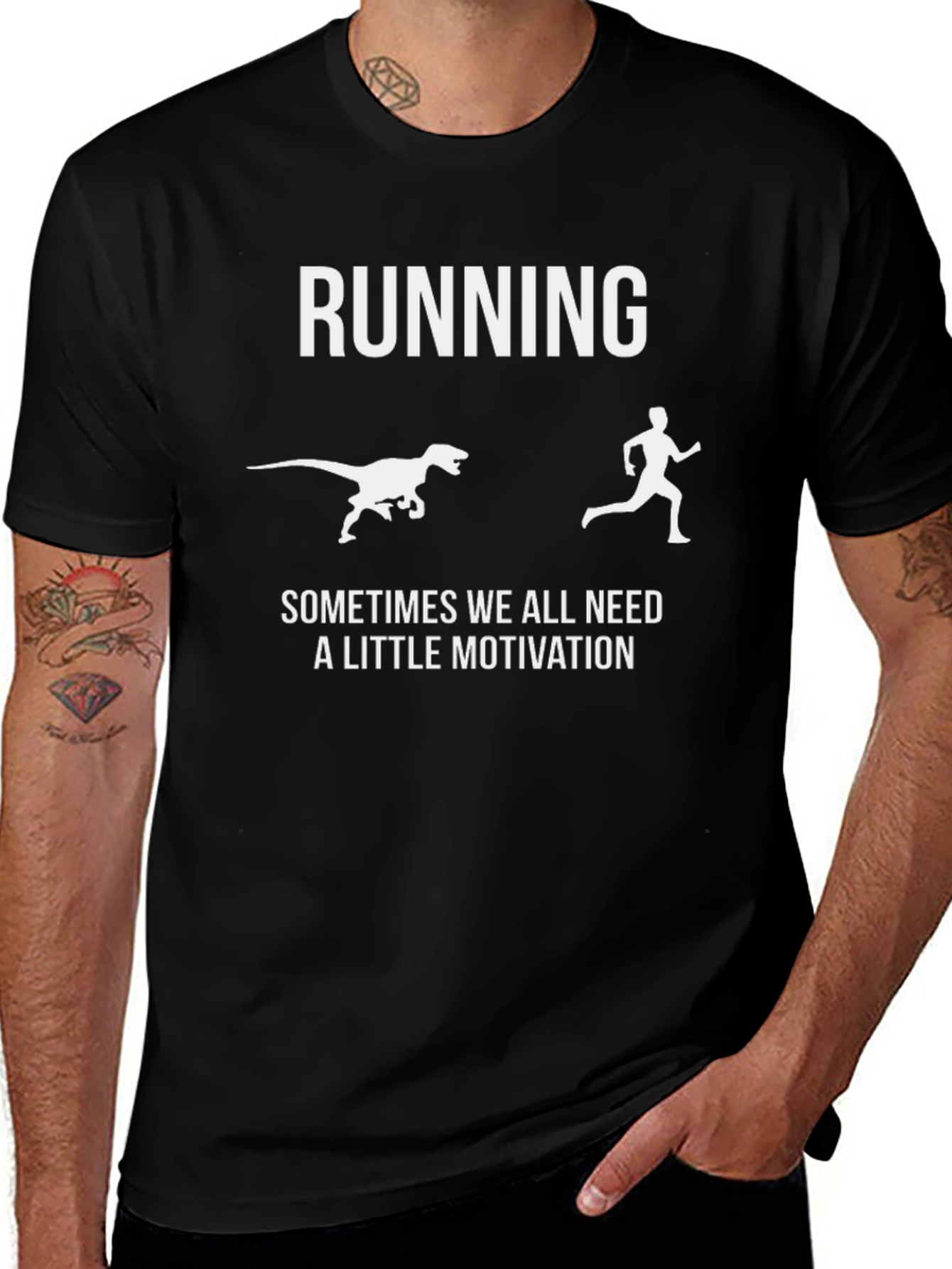 Variant 21 of Running Dinosaur Chaser Funny T-Shirt