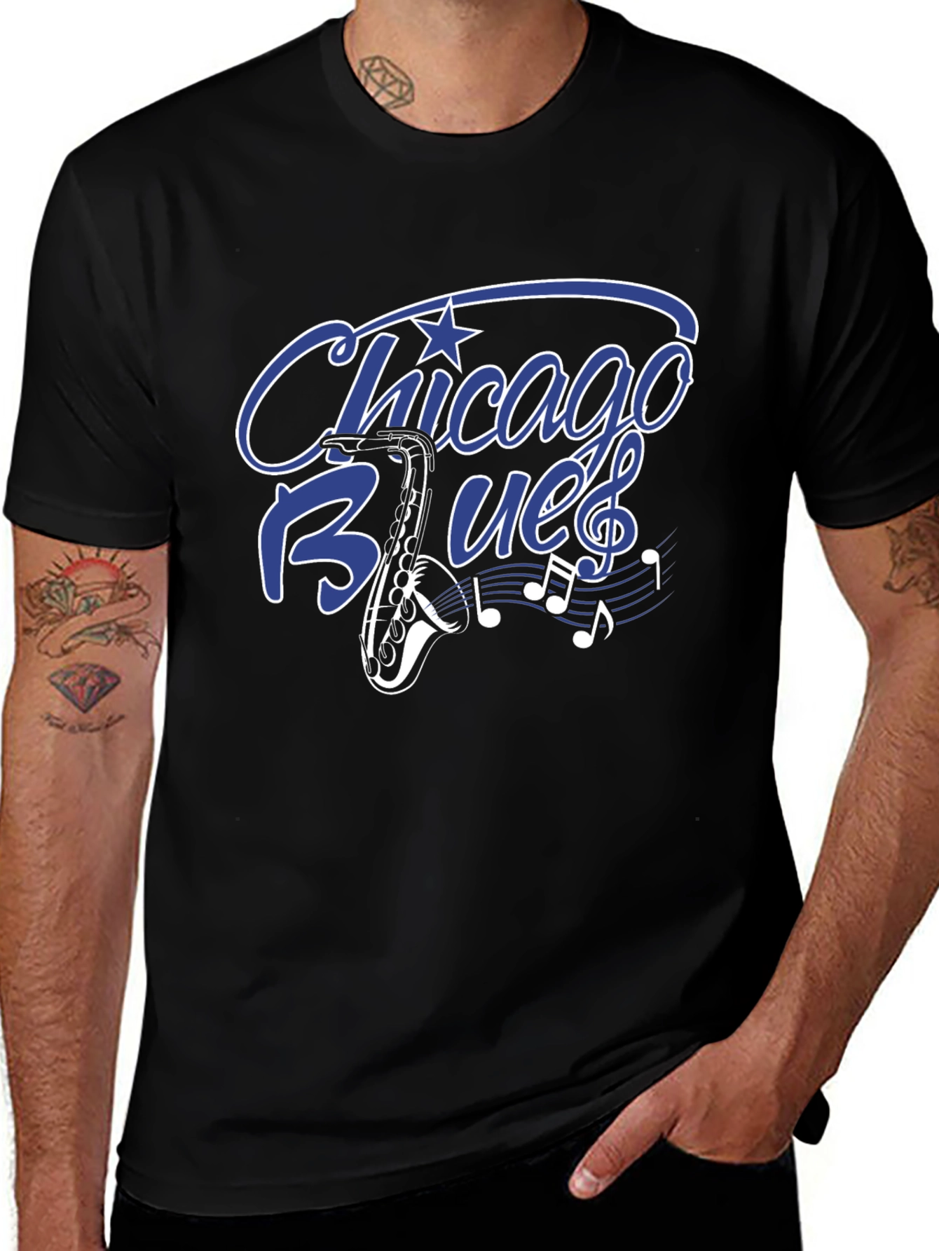 Variant 16 of Chicago Blues Saxophone Graphic T-Shirt