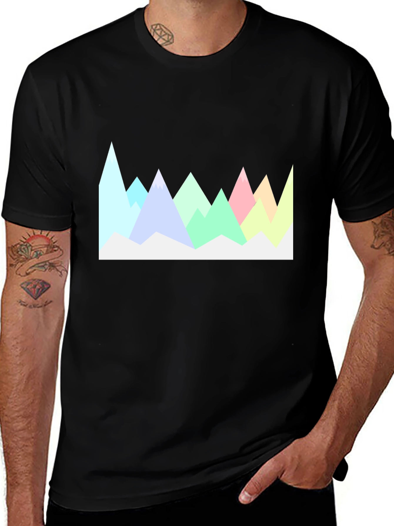 Variant 23 of Geometric Mountain Peaks Graphic Tee