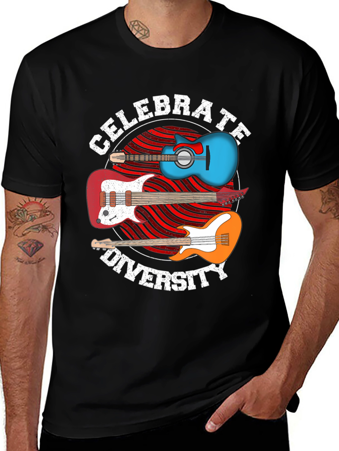 Variant 28 of Celebrate Diversity Guitar T-Shirt