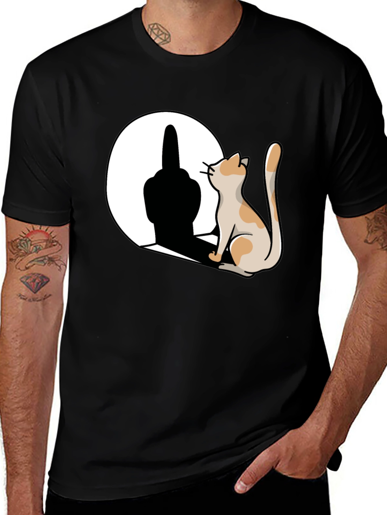 Variant 4 of Funny Cat Shadow Middle Finger T-Shirt