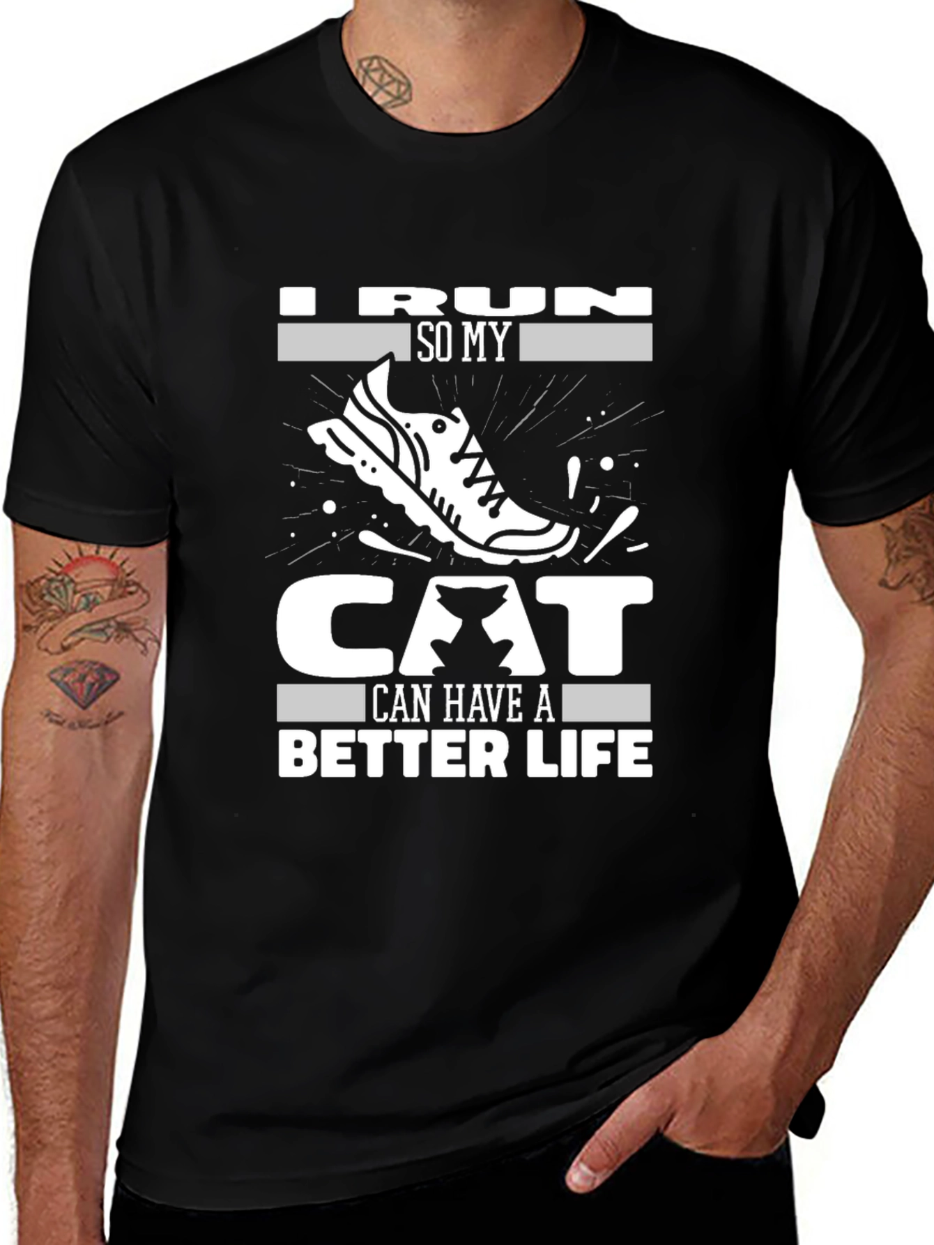 Variant 13 of Funny Cat Lover T-Shirt - I Run So My Cat Can Have a Better Life Tee