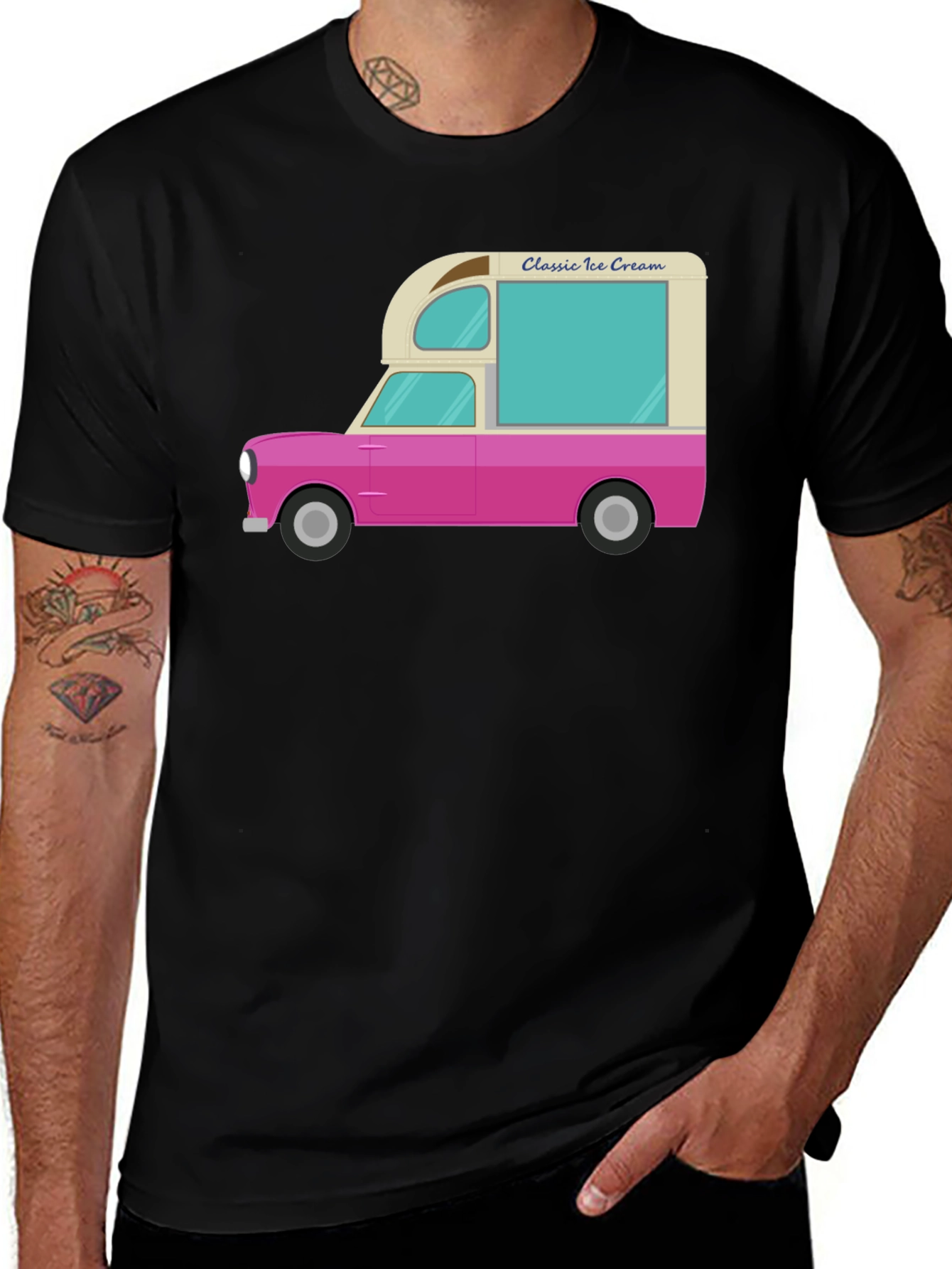 Variant 26 of Classic Ice Cream Truck Graphic Tee - Black