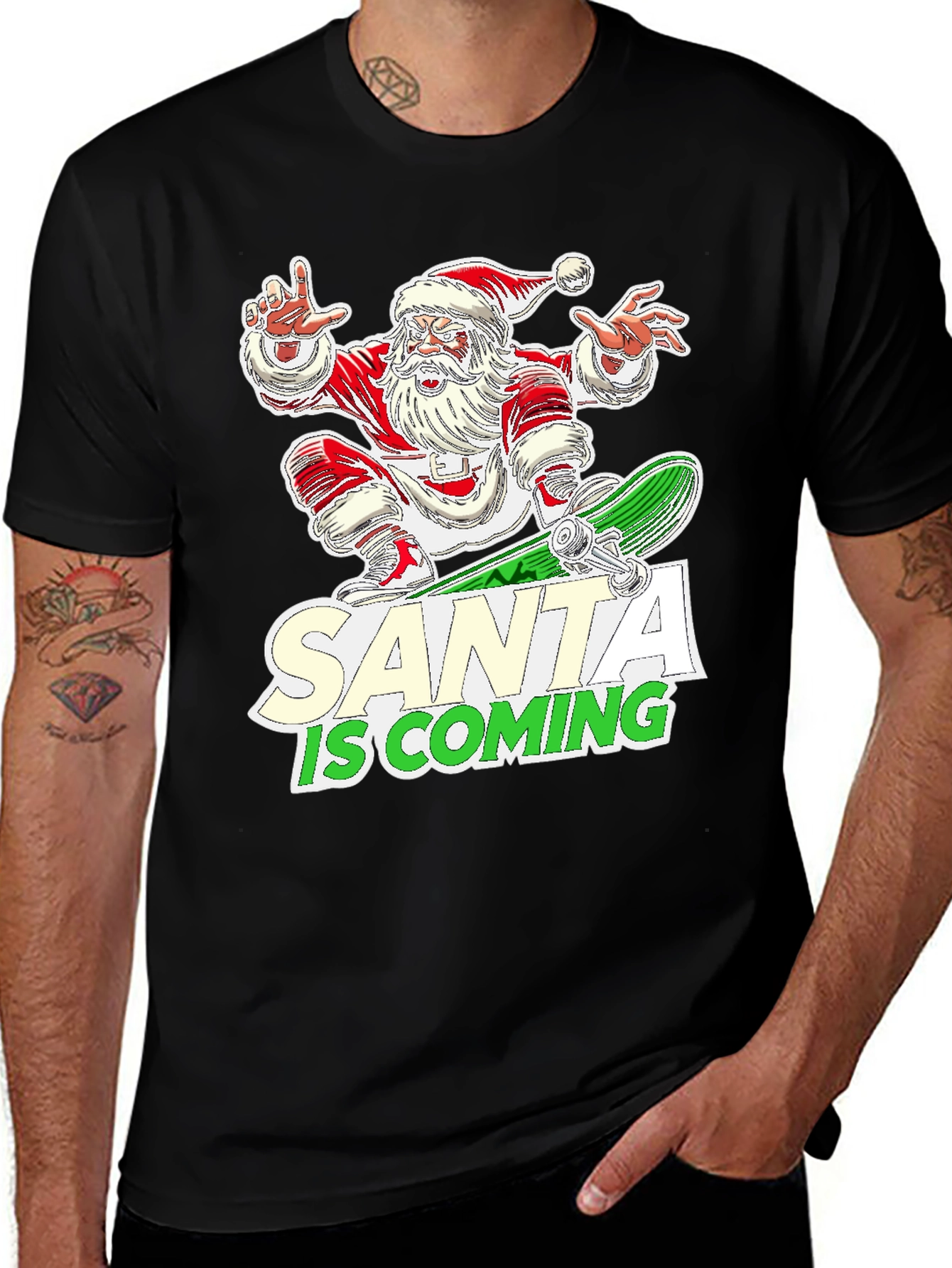 Variant 8 of Skateboarding Santa T-Shirt - Holiday Fun