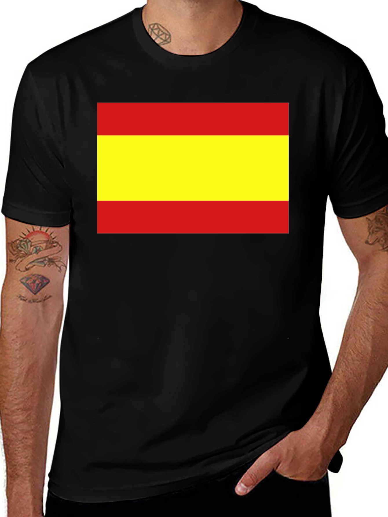 Spain Flag Graphic T-Shirt - Black