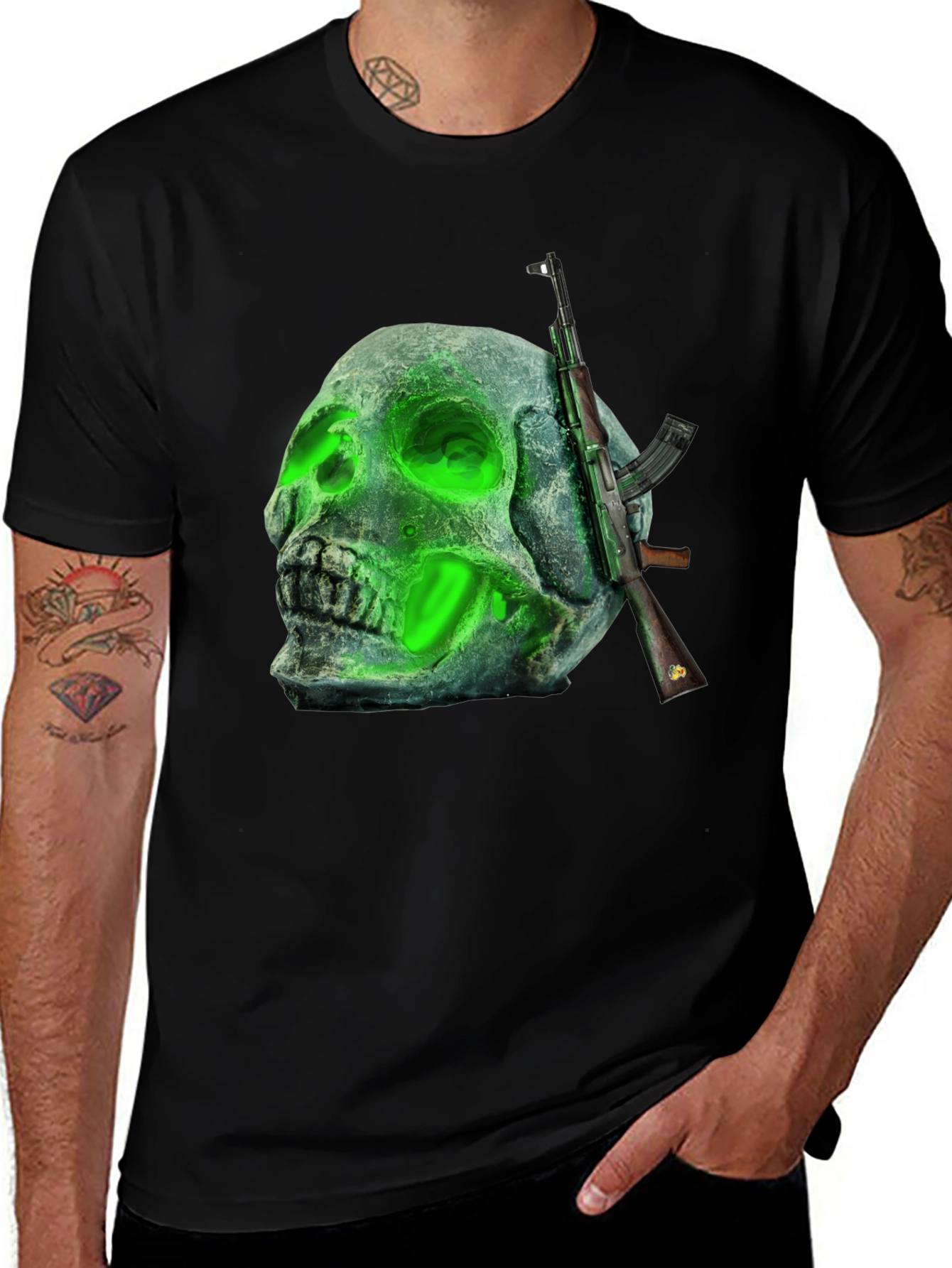Variant 28 of Skull & AK-47 T-Shirt - Edgy Graphic Tee