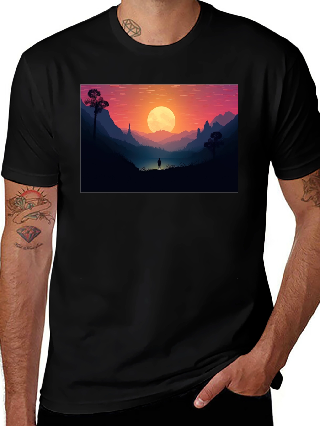 Variant 27 of Sunset Silhouette Graphic Tee
