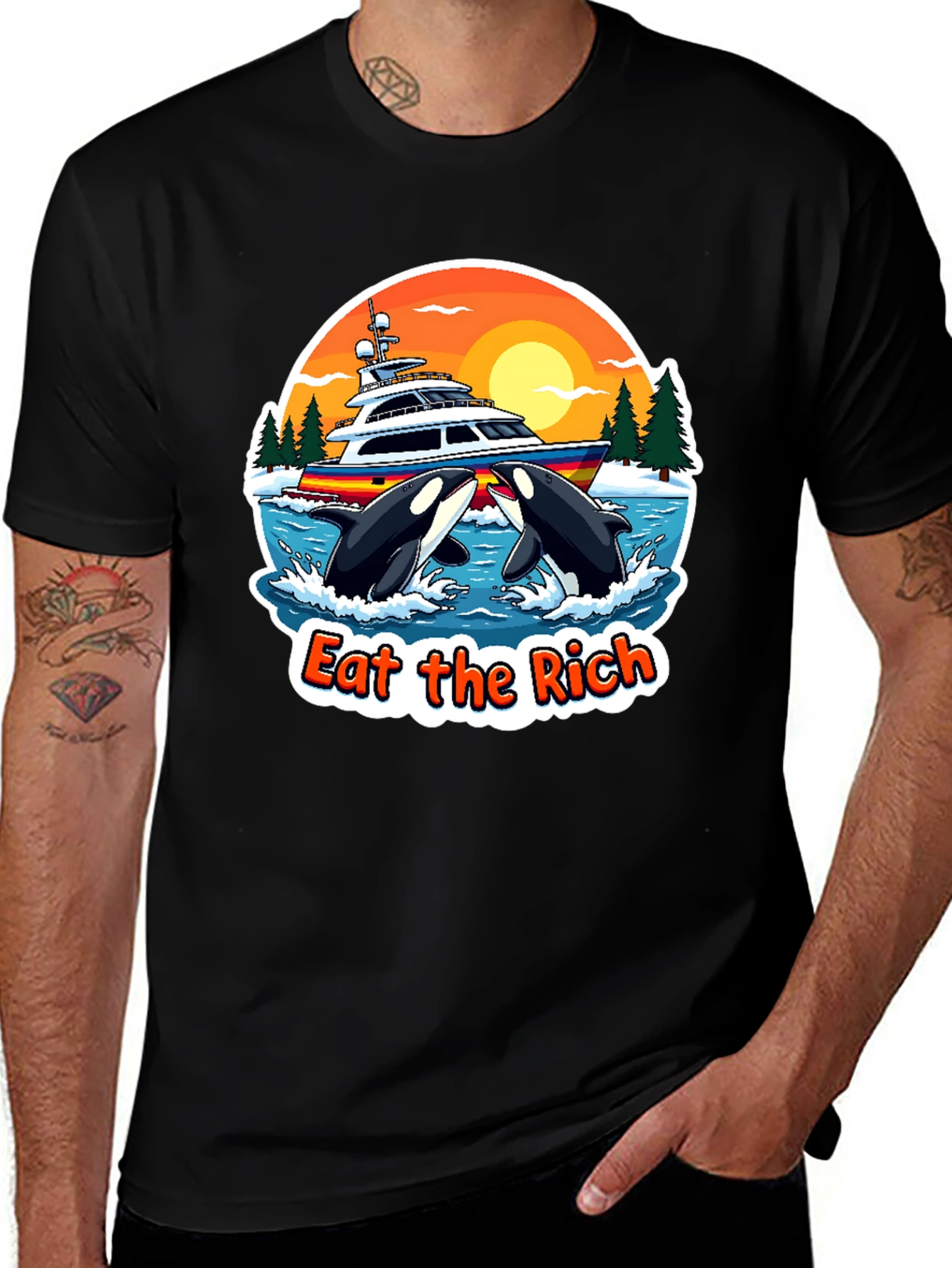 Variant 8 of Eat The Rich Orca Yacht Black T-Shirt