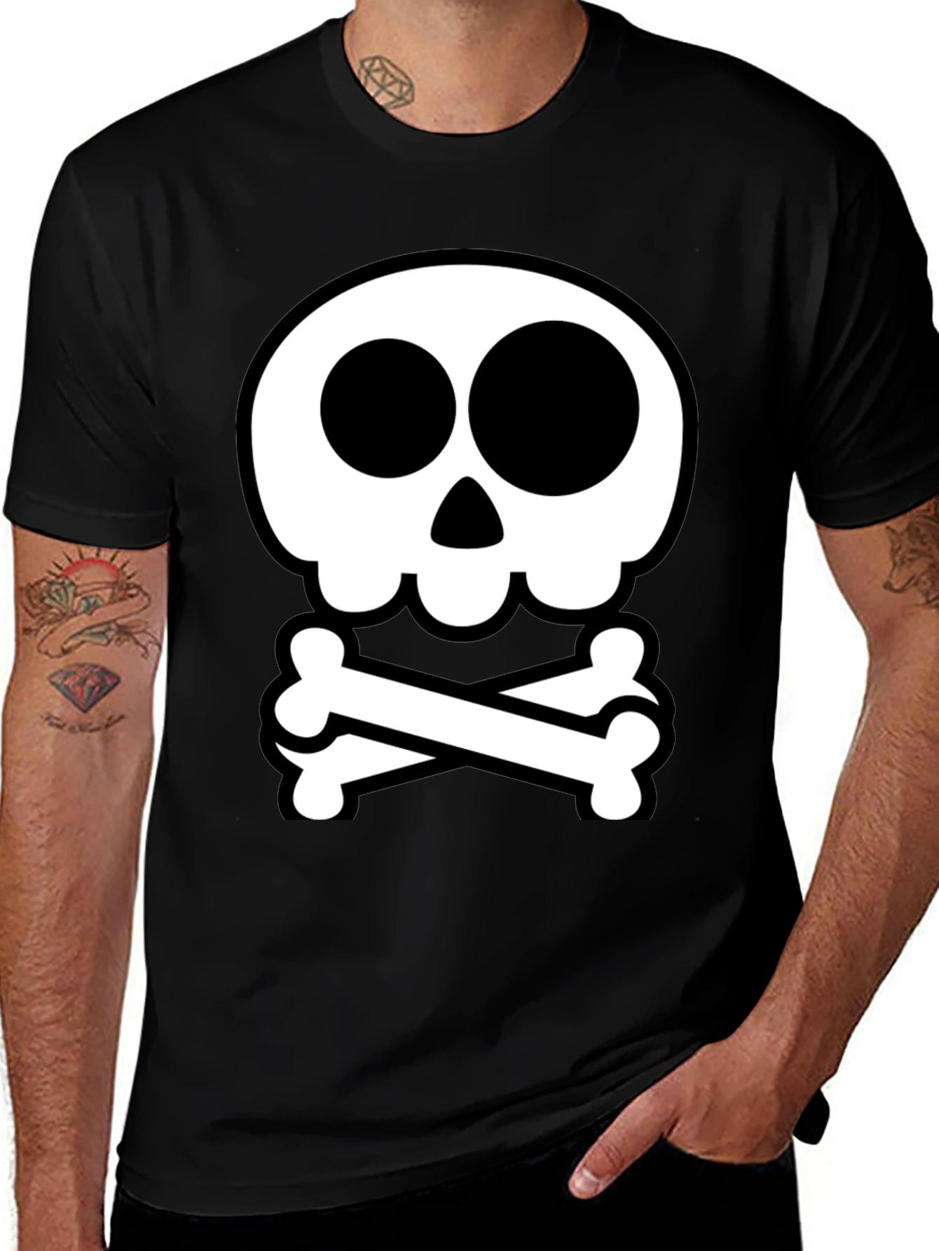 Variant 17 of Skull & Crossbones Graphic Tee - Men's Black T-Shirt