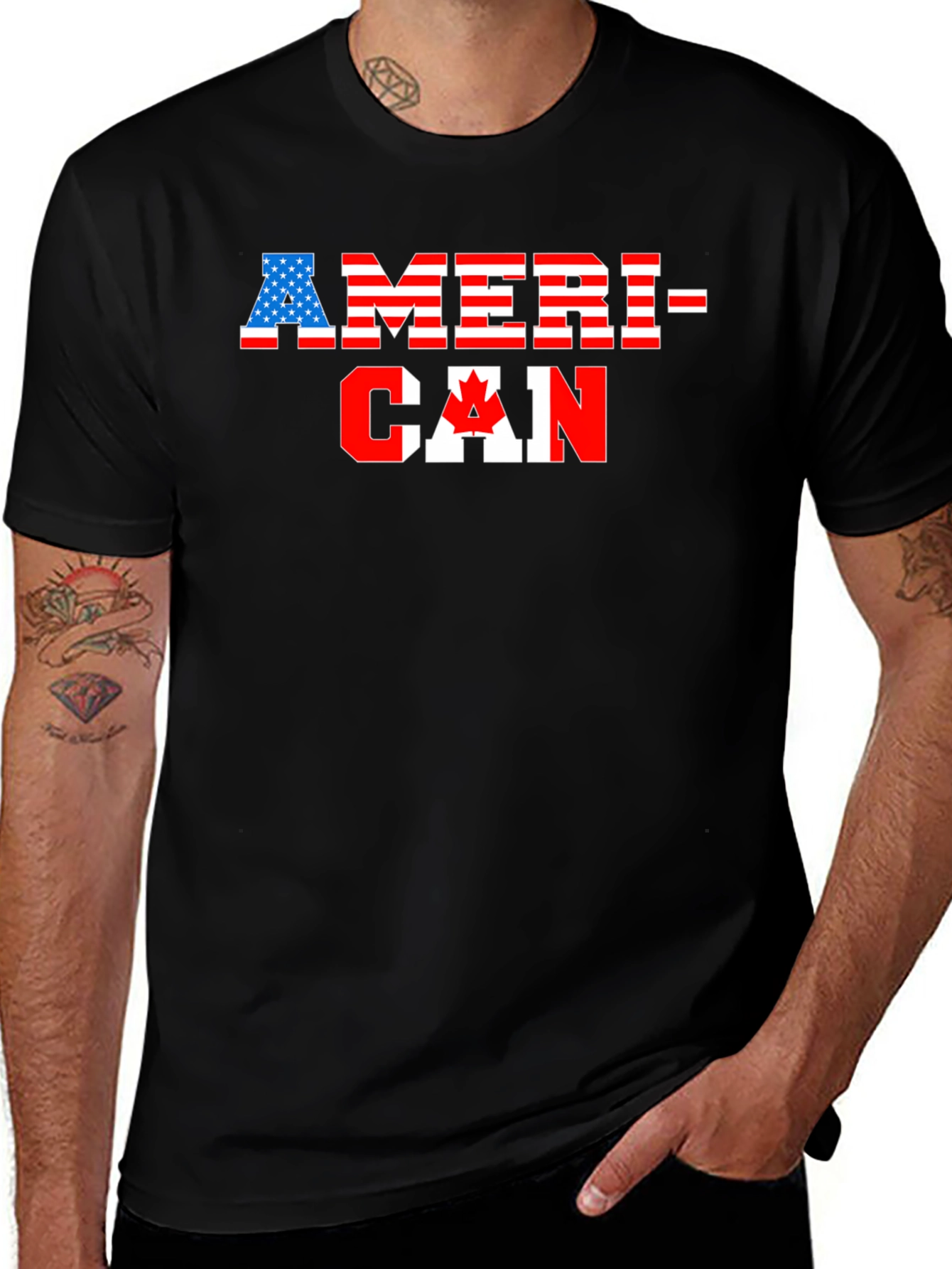 Variant 11 of Ameri-Can USA & Canada Flag T-Shirt