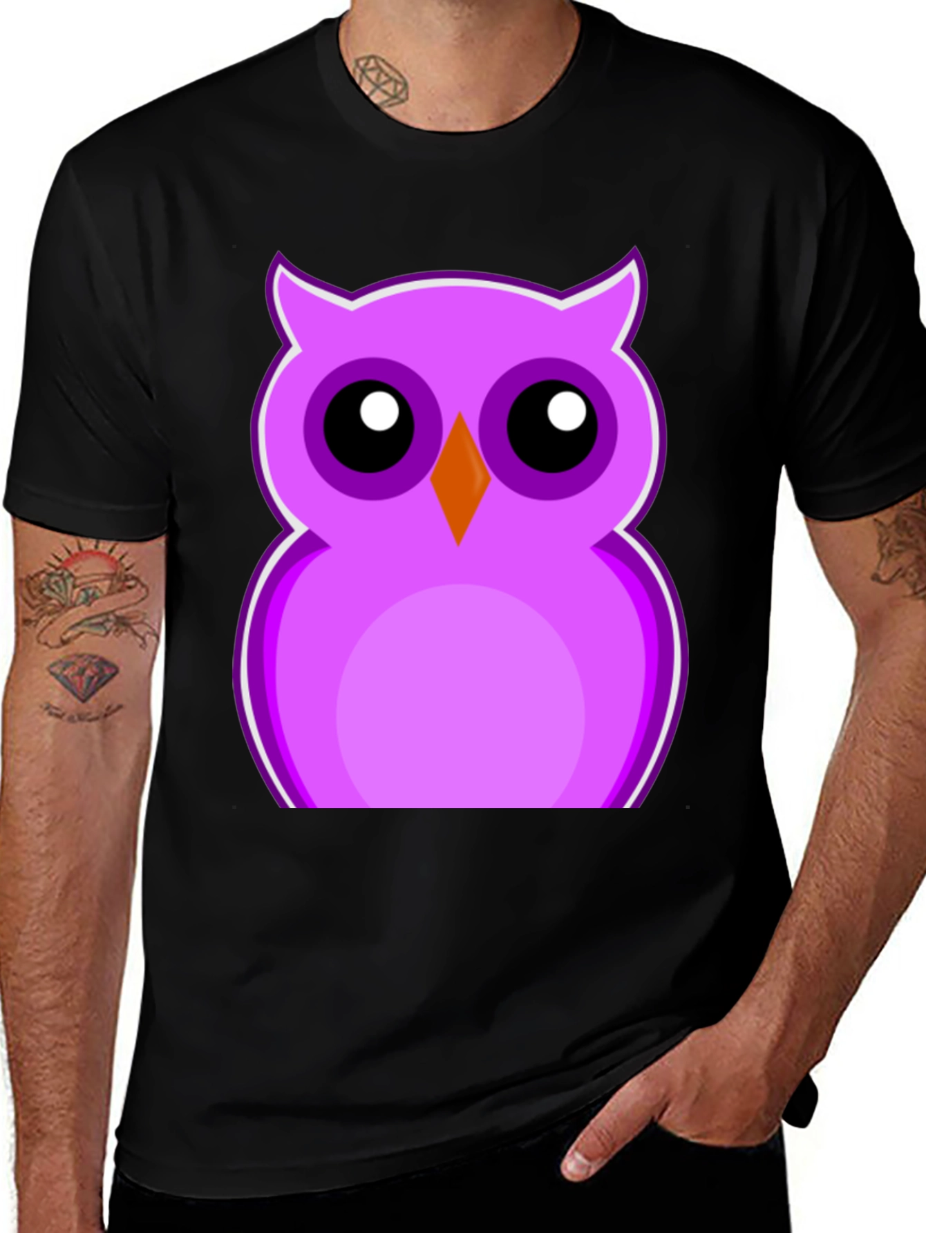 Cute Purple Owl Graphic T-Shirt