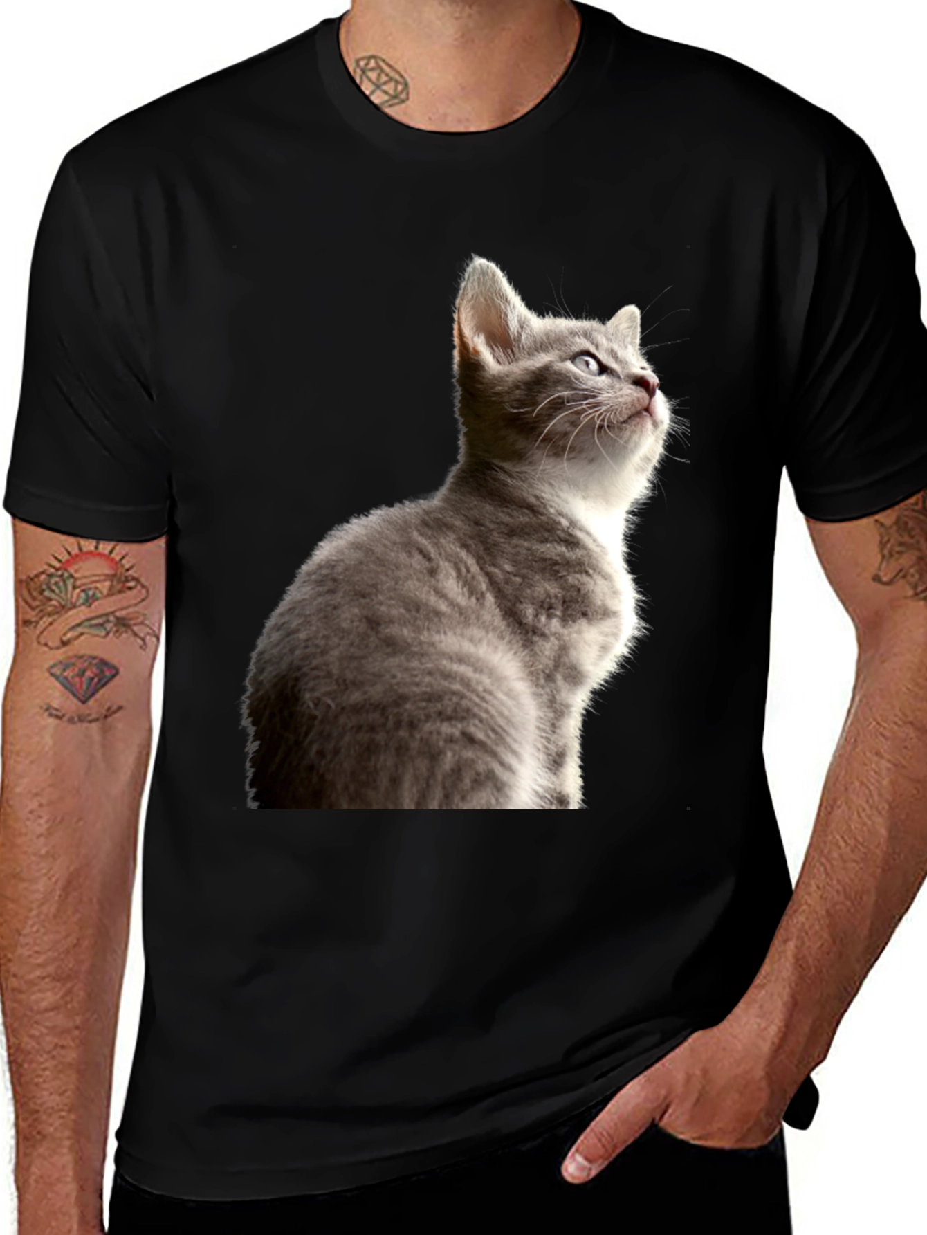 Variant 7 of Cute Cat T-Shirt - Black Cotton Tee