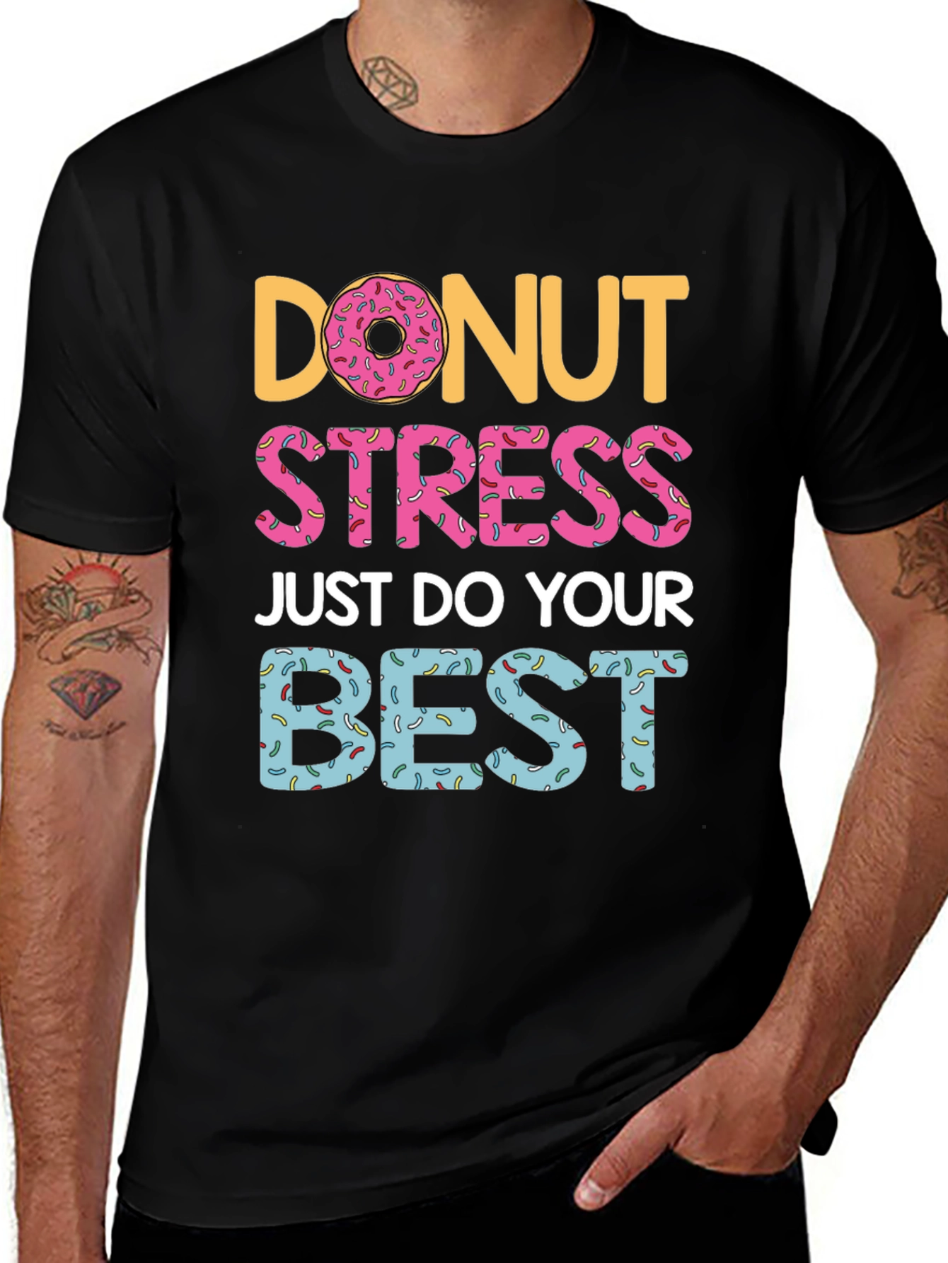 Black Donut Stress T-Shirt - Do Your Best Graphic Tee main image