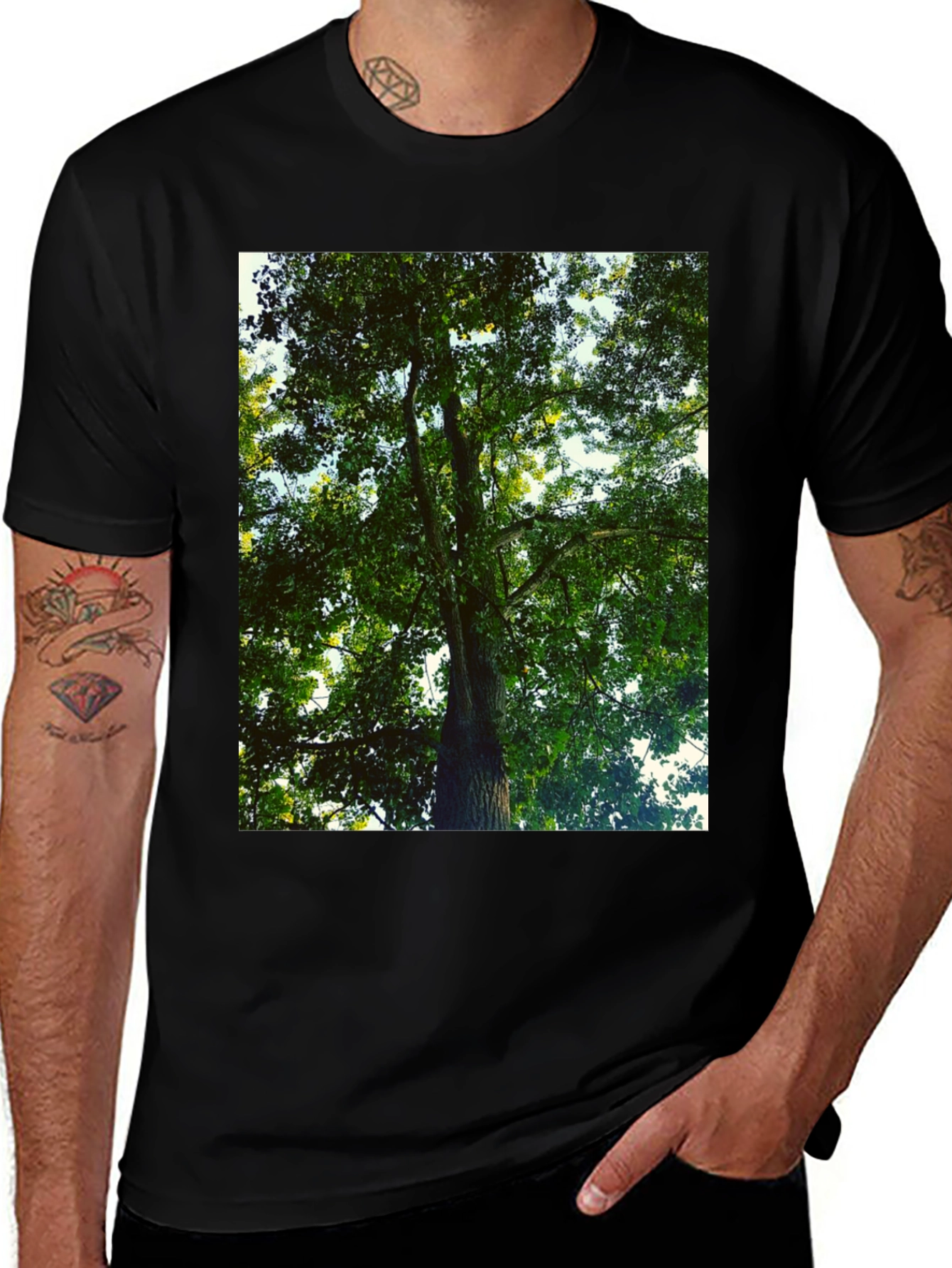 Variant 12 of Nature Tree Graphic Tee - Black Cotton T-Shirt