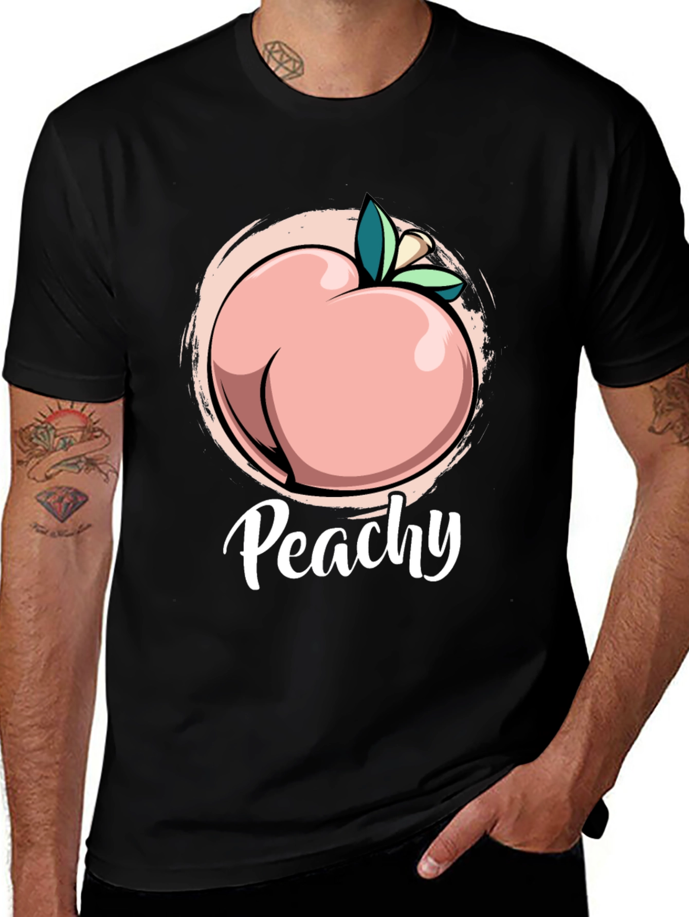 Variant 25 of Peachy T-Shirt - Funny Fruit Pun Tee